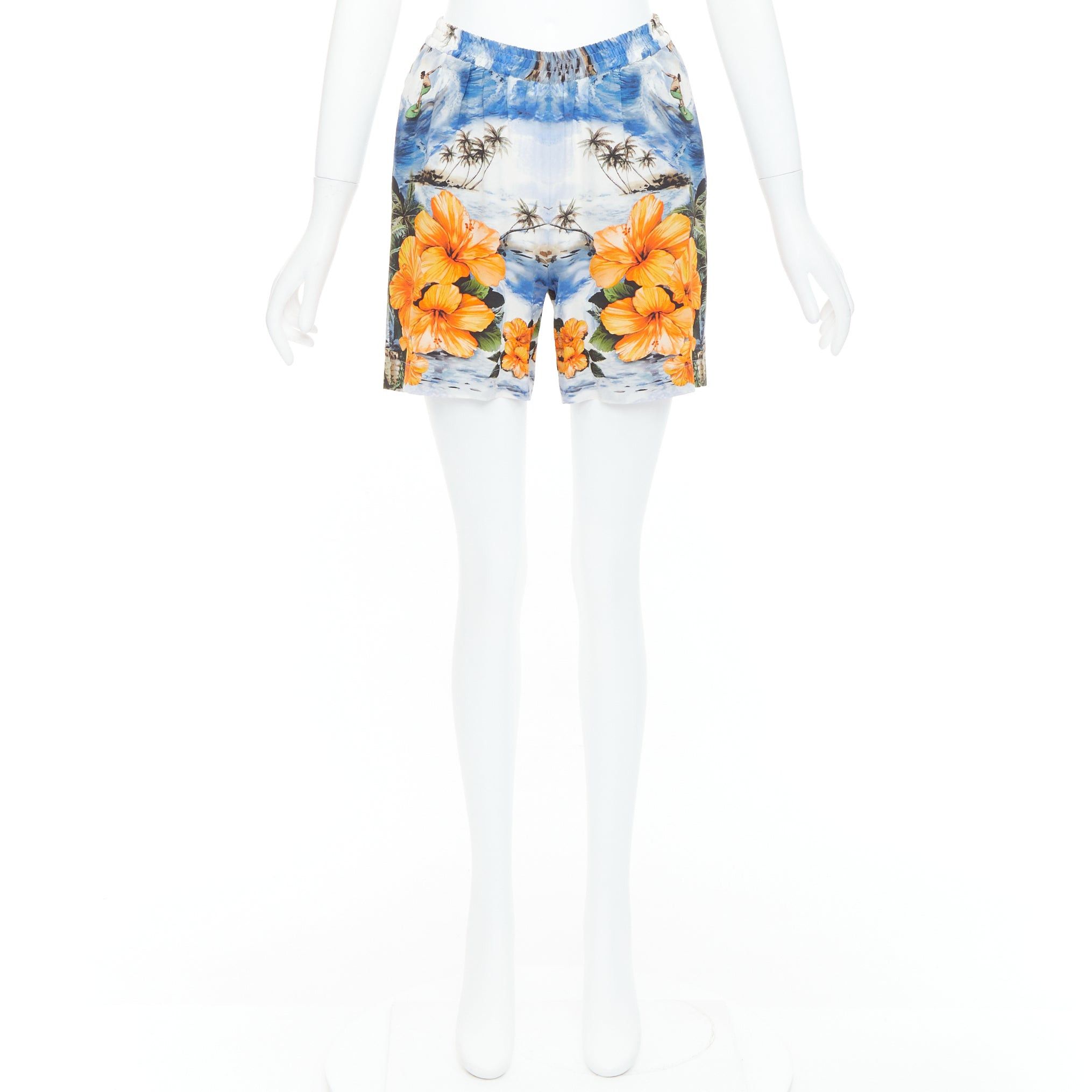 Stella McCartney STELLA MCCARTNEY orange flower Hawaiian surfer print silk boxer shorts pant IT36 Size 25" / US 0 / IT 36 - 9 Thumbnail