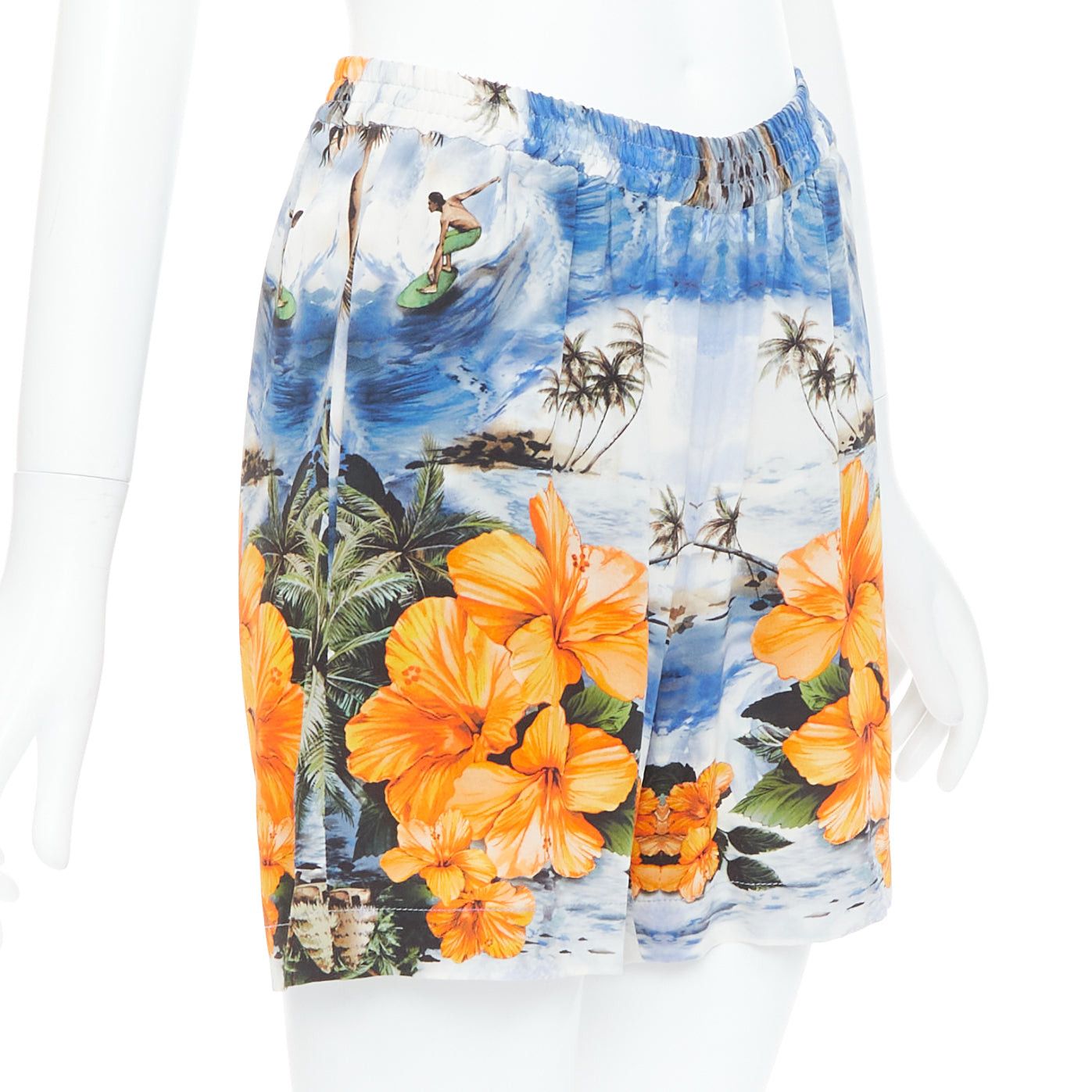 Stella McCartney STELLA MCCARTNEY orange flower Hawaiian surfer print silk boxer shorts pant IT36 Size 25" / US 0 / IT 36 - 3 Thumbnail