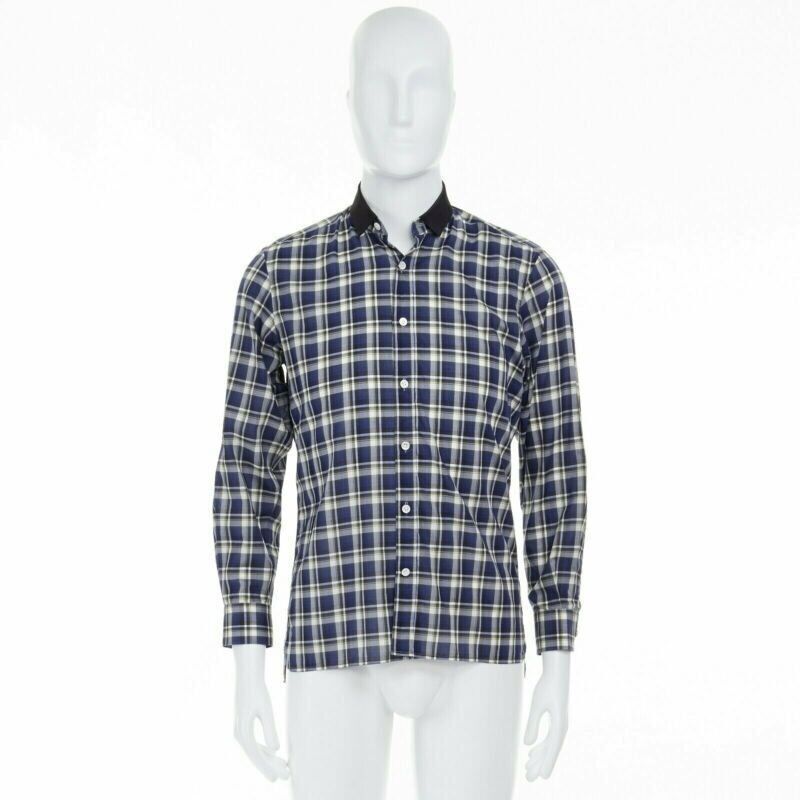 Lanvin LANVIN ALBER ELBAZ blue checked cotton grosgrain ribbon collar shirt EU38 S Size US S / EU 44-46 / 1 - 3 Thumbnail