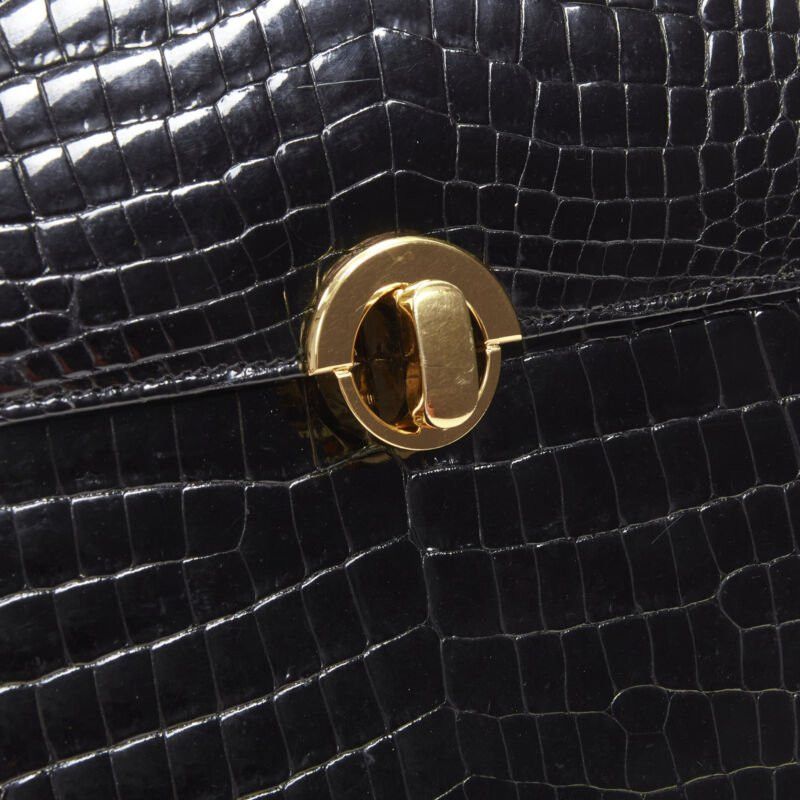 KWANPEN KWANPEN black polished leather gold turnlock crossbody flap satchel bag Size ONE SIZE - 7 Thumbnail