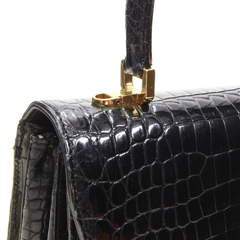 KWANPEN KWANPEN black polished leather gold turnlock crossbody flap satchel bag Size ONE SIZE - 8 Thumbnail