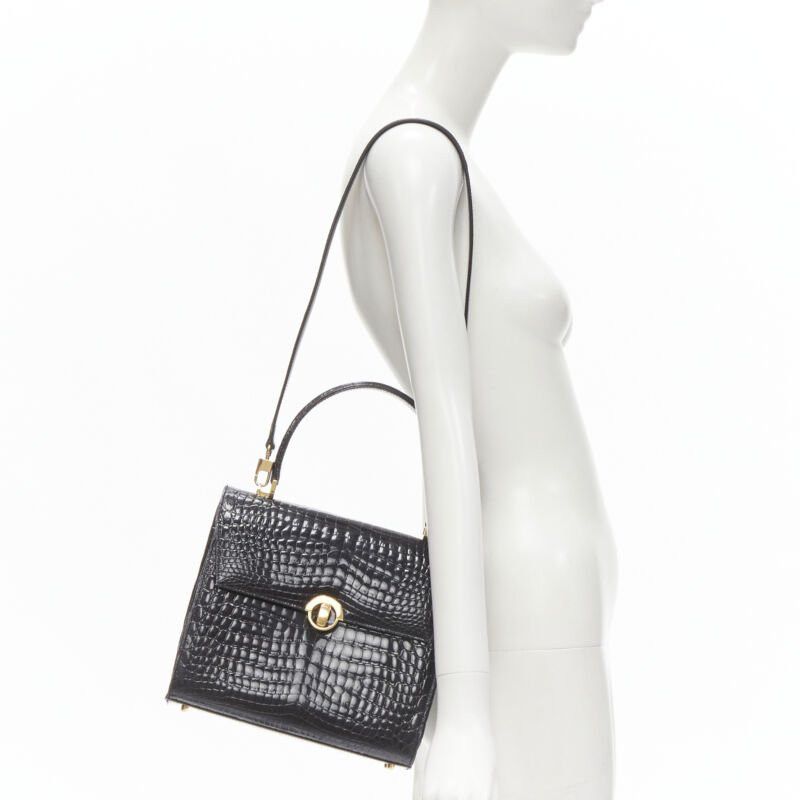 KWANPEN KWANPEN black polished leather gold turnlock crossbody flap satchel bag Size ONE SIZE - 2 Thumbnail