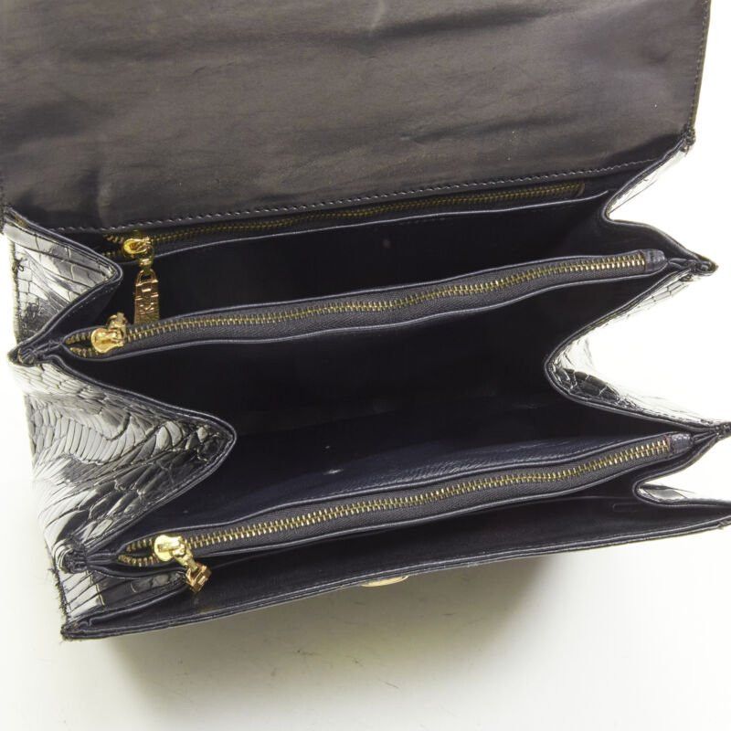 KWANPEN KWANPEN black polished leather gold turnlock crossbody flap satchel bag Size ONE SIZE - 10 Thumbnail