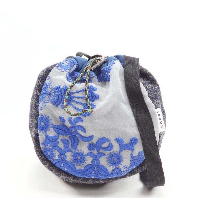 Sacai SACAI Transformable mixed fabric wool drawstring bucket crossbody tote bag Size ONE SIZE - 6 Thumbnail