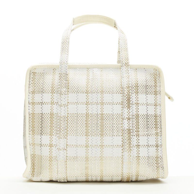 Louis Vuitton rare LOUIS VUITTON Street Shopper PM metallic gold silver woven leather tote bag Size ONE SIZE - 5 Thumbnail