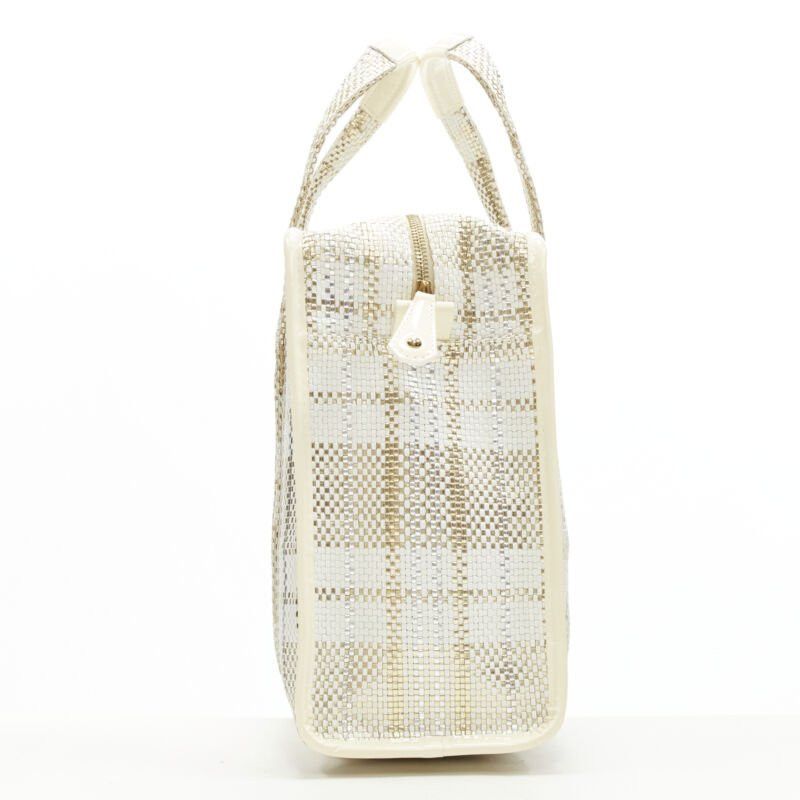 Louis Vuitton rare LOUIS VUITTON Street Shopper PM metallic gold silver woven leather tote bag Size ONE SIZE - 4 Thumbnail