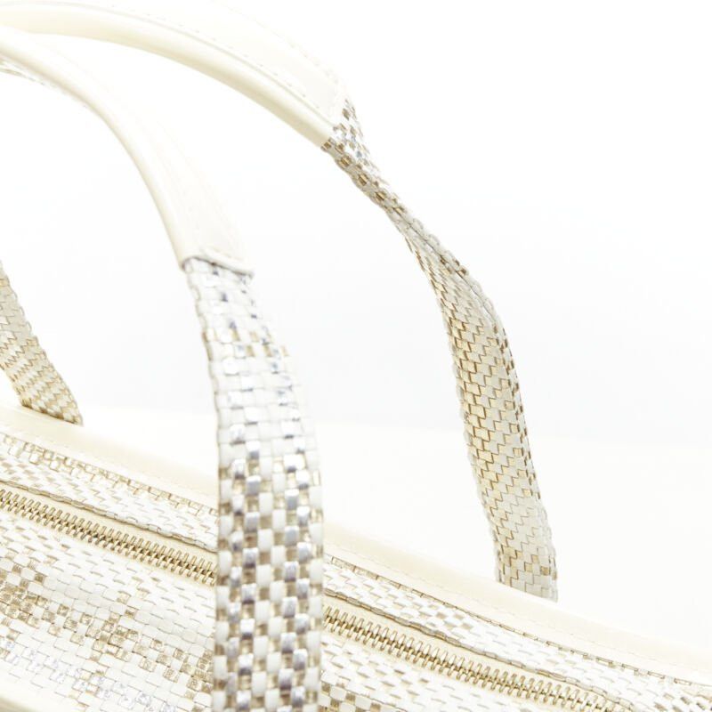 Louis Vuitton rare LOUIS VUITTON Street Shopper PM metallic gold silver woven leather tote bag Size ONE SIZE - 8 Thumbnail