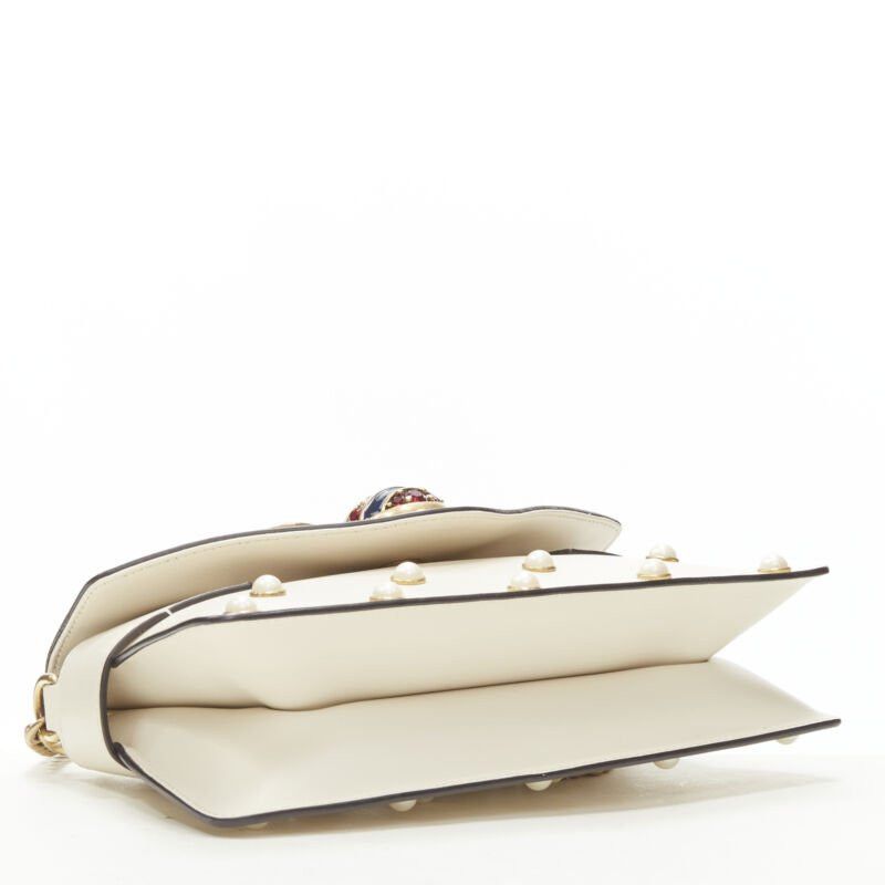 Gucci GUCCI Queen Margaret Embellished Bee pearl stud white flap crossbody bag Size ONE SIZE - 6 Thumbnail