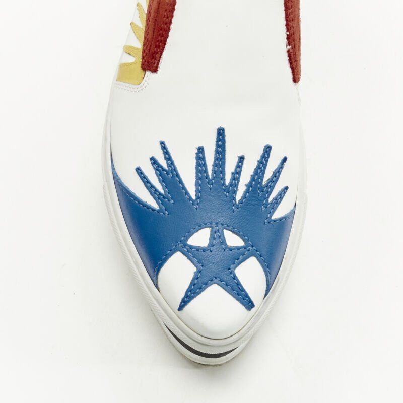 MSGM MSGM white leather starburst patchwork point toe platform sneaker EU36 Size US 6 / IT 36 - 7 Thumbnail