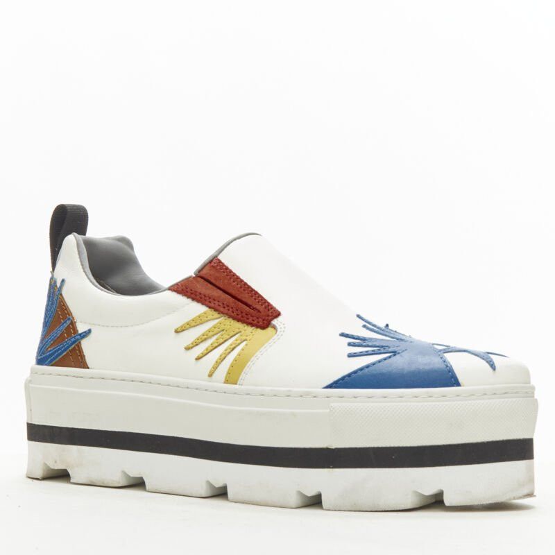 MSGM MSGM white leather starburst patchwork point toe platform sneaker EU36 Size US 6 / IT 36 - 3 Thumbnail