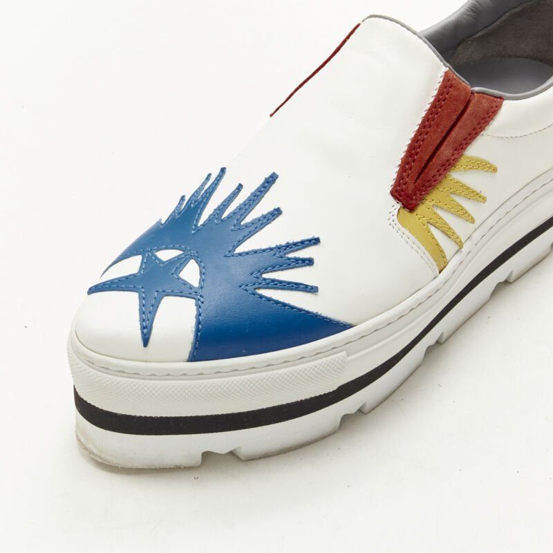 MSGM MSGM white leather starburst patchwork point toe platform sneaker EU36 Size US 6 / IT 36 - 8 Thumbnail