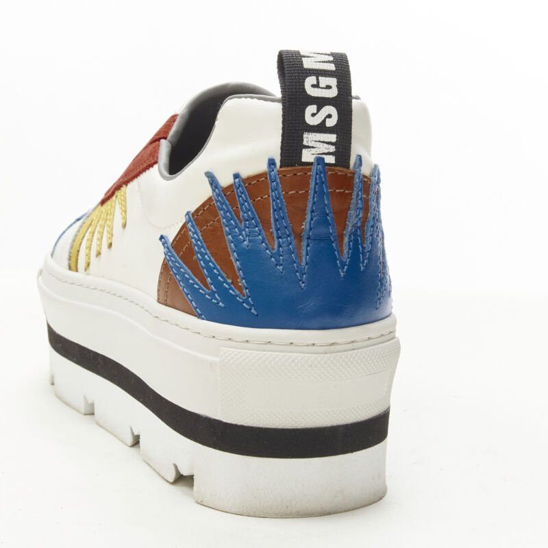 MSGM MSGM white leather starburst patchwork point toe platform sneaker EU36 Size US 6 / IT 36 - 2 Thumbnail