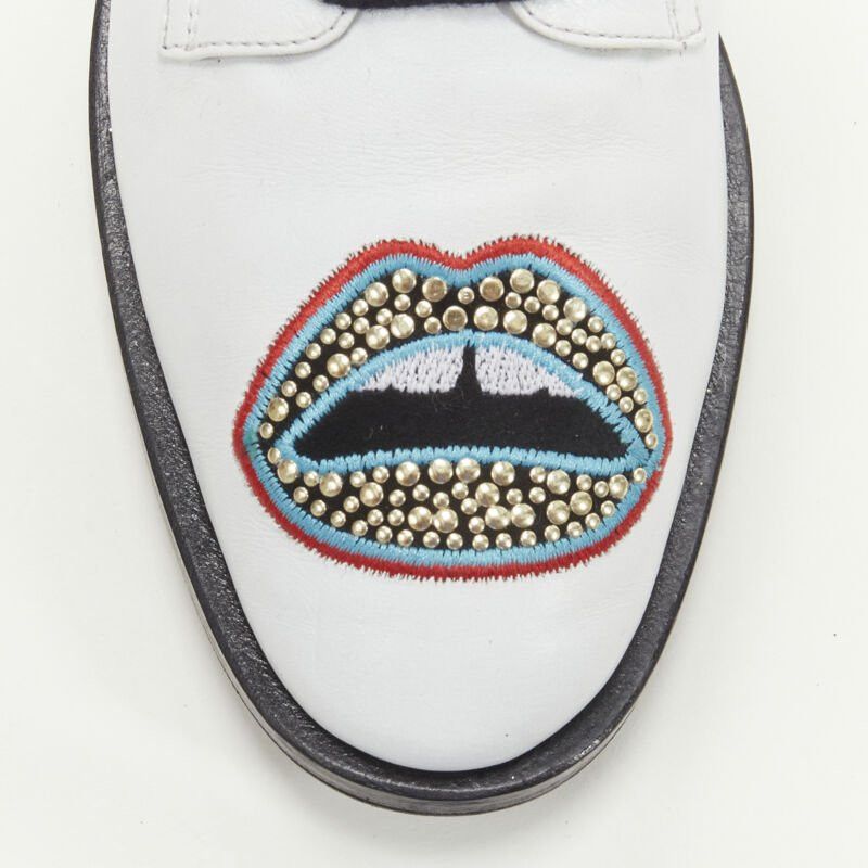 Markus Lupfer MARKUS LUPFER Signature studded embroidered lips white leather brogue EU36 Size US 6 / IT 36 - 8 Thumbnail