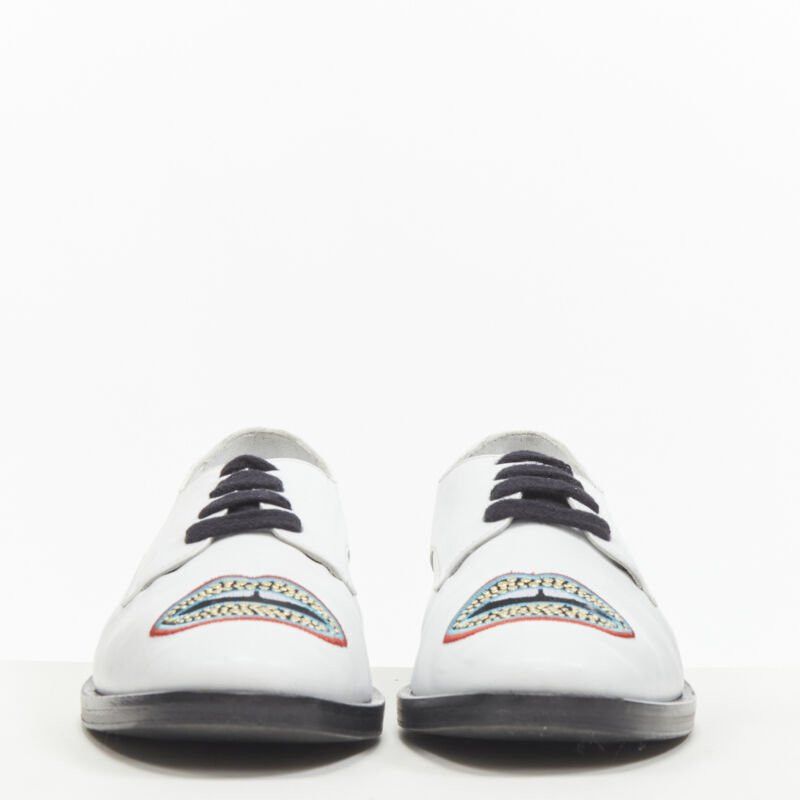 Markus Lupfer MARKUS LUPFER Signature studded embroidered lips white leather brogue EU36 Size US 6 / IT 36 - 5 Thumbnail