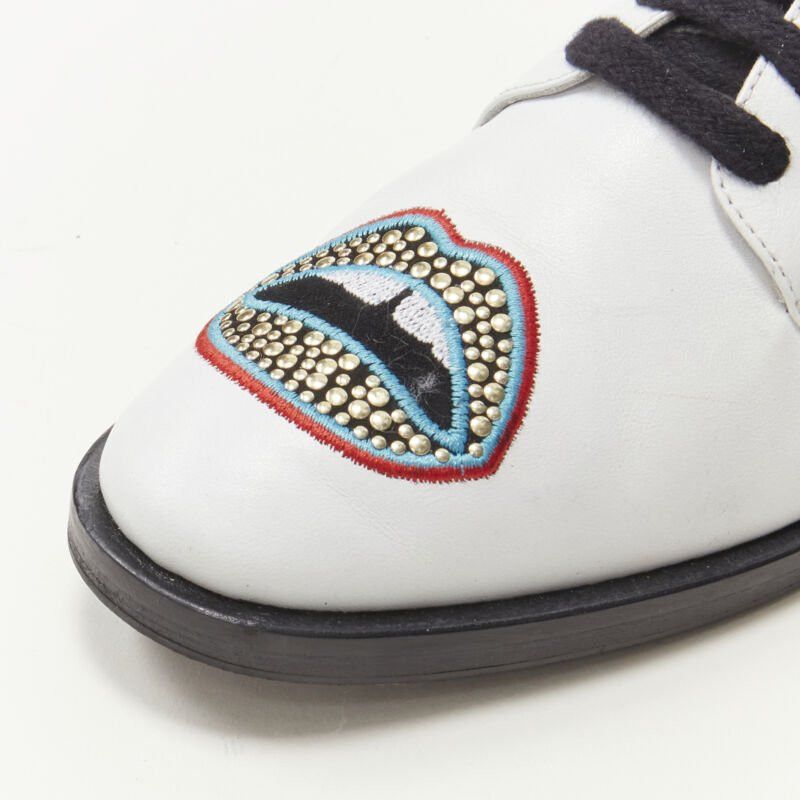 Markus Lupfer MARKUS LUPFER Signature studded embroidered lips white leather brogue EU36 Size US 6 / IT 36 - 2 Thumbnail
