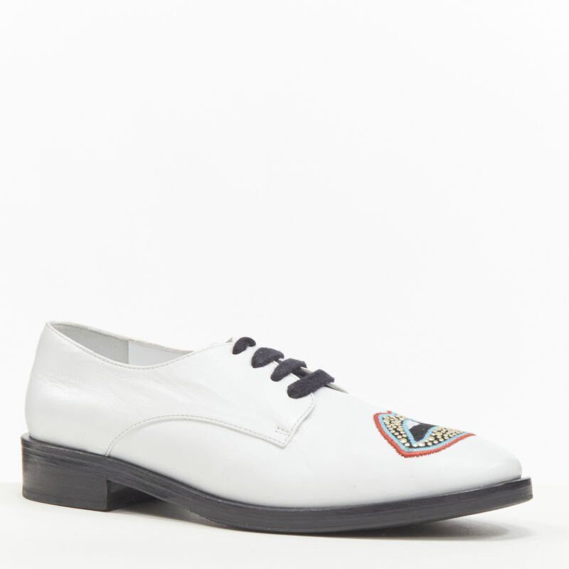 Markus Lupfer MARKUS LUPFER Signature studded embroidered lips white leather brogue EU36 Size US 6 / IT 36 - 4 Thumbnail