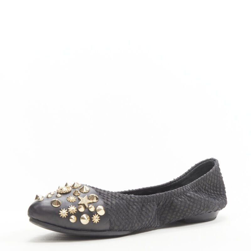 Givenchy GIVENCHY Riccardo Tisci gold star spike stud toe cap scaled ballerina flats EU37 Size US 7 / IT 37 - 4 Thumbnail