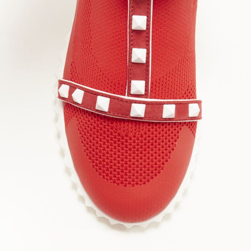 Valentino VALENTINO Free Rockstud Bodytech red sock knit white stud high top sneaker EU36 Size US 6 / IT 36 - 6 Thumbnail