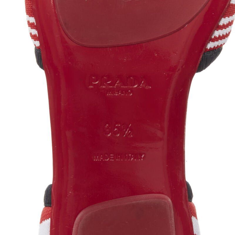 Prada PRADA red black white stretch sock knit thong flat sandals EU35.5 Size US 5.5 / IT 35.5 - 10 Thumbnail