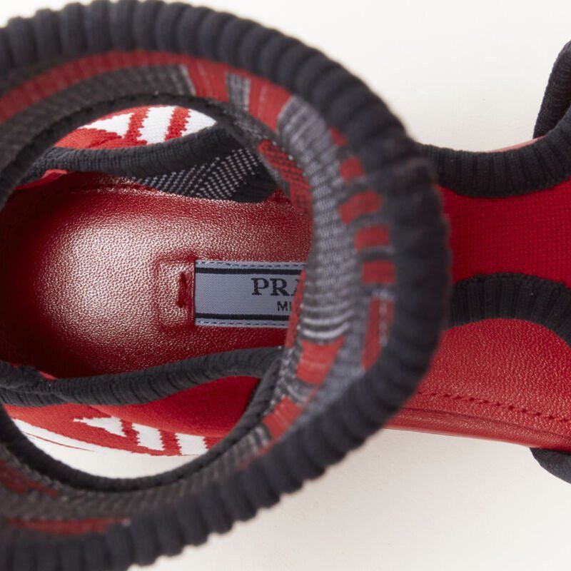 Prada PRADA red black white stretch sock knit thong flat sandals EU35.5 Size US 5.5 / IT 35.5 - 9 Thumbnail