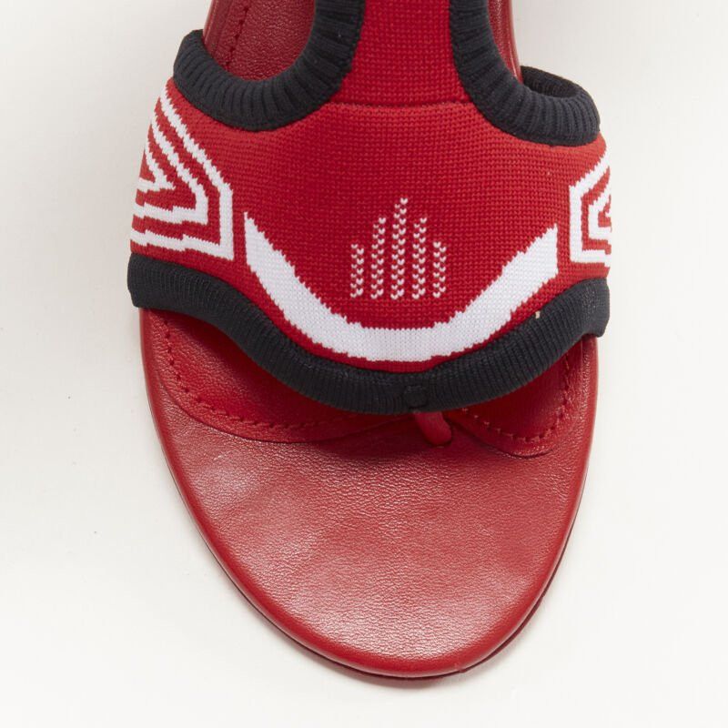 Prada PRADA red black white stretch sock knit thong flat sandals EU35.5 Size US 5.5 / IT 35.5 - 6 Thumbnail