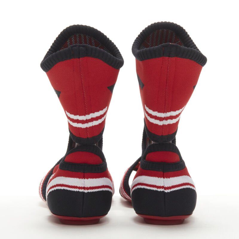 Prada PRADA red black white stretch sock knit thong flat sandals EU35.5 Size US 5.5 / IT 35.5 - 5 Thumbnail