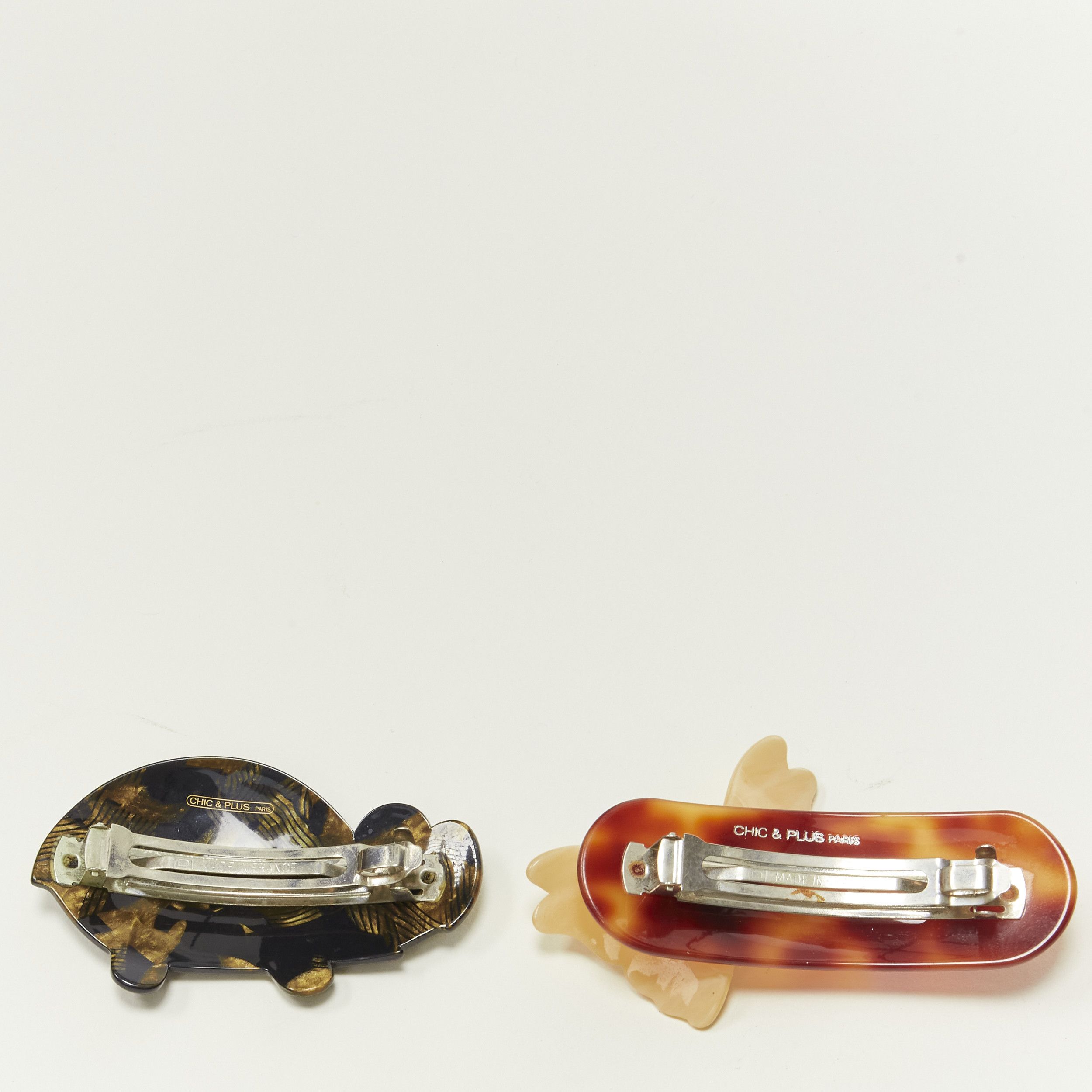 Other CHIC & PLUS Alexandre Zouari brown amber turtle butterfly big hair clip X2 Size ONE SIZE - 4 Thumbnail