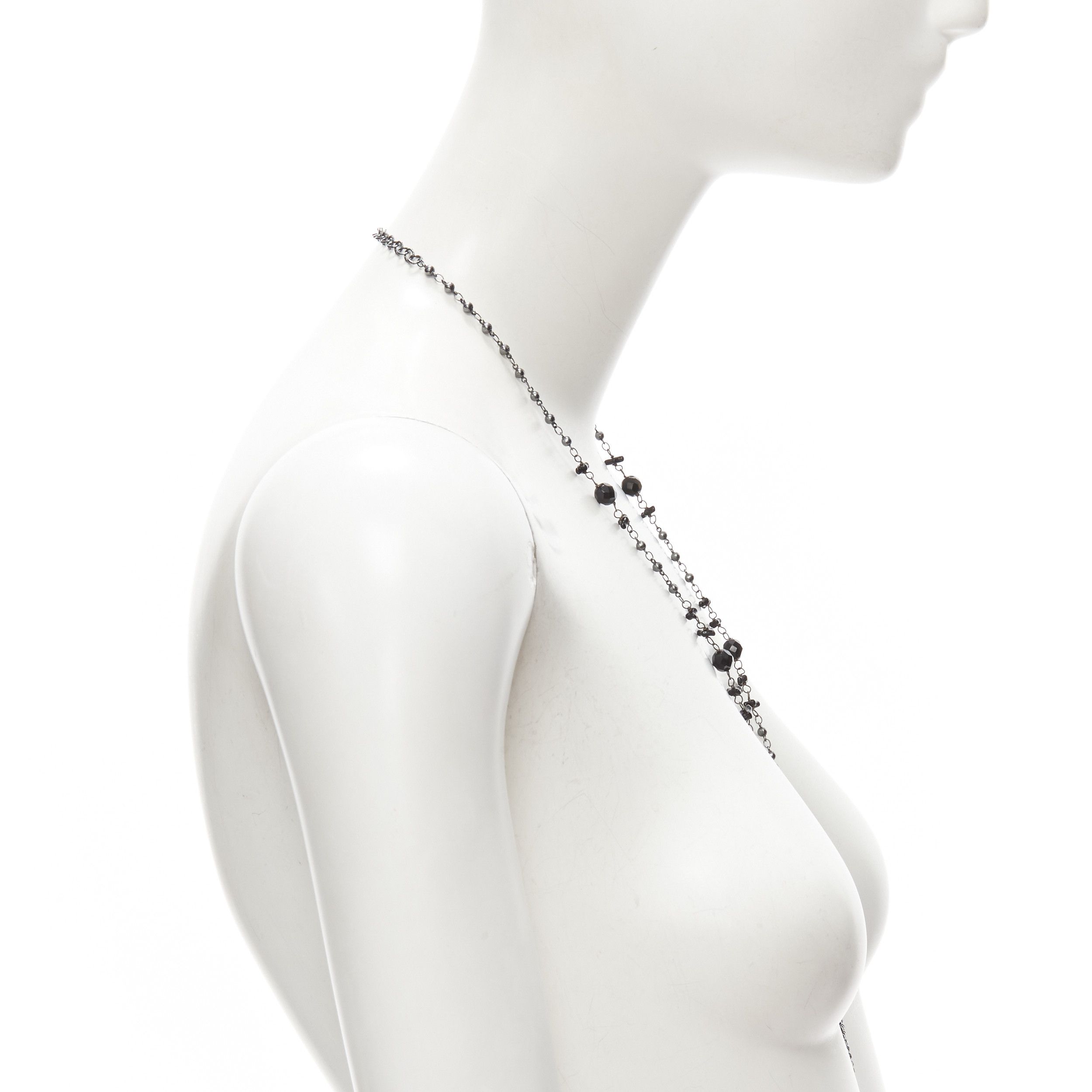 Other BABYLONE PARIS gunmetal crystal cross black beads rosary necklace Size ONE SIZE - 4 Thumbnail