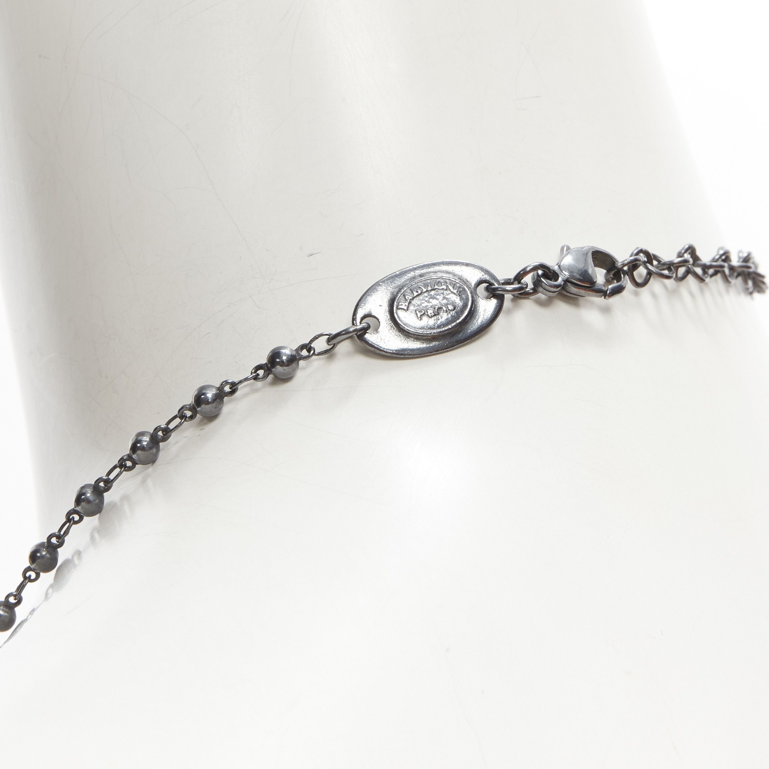 Other BABYLONE PARIS gunmetal crystal cross black beads rosary necklace Size ONE SIZE - 7 Thumbnail