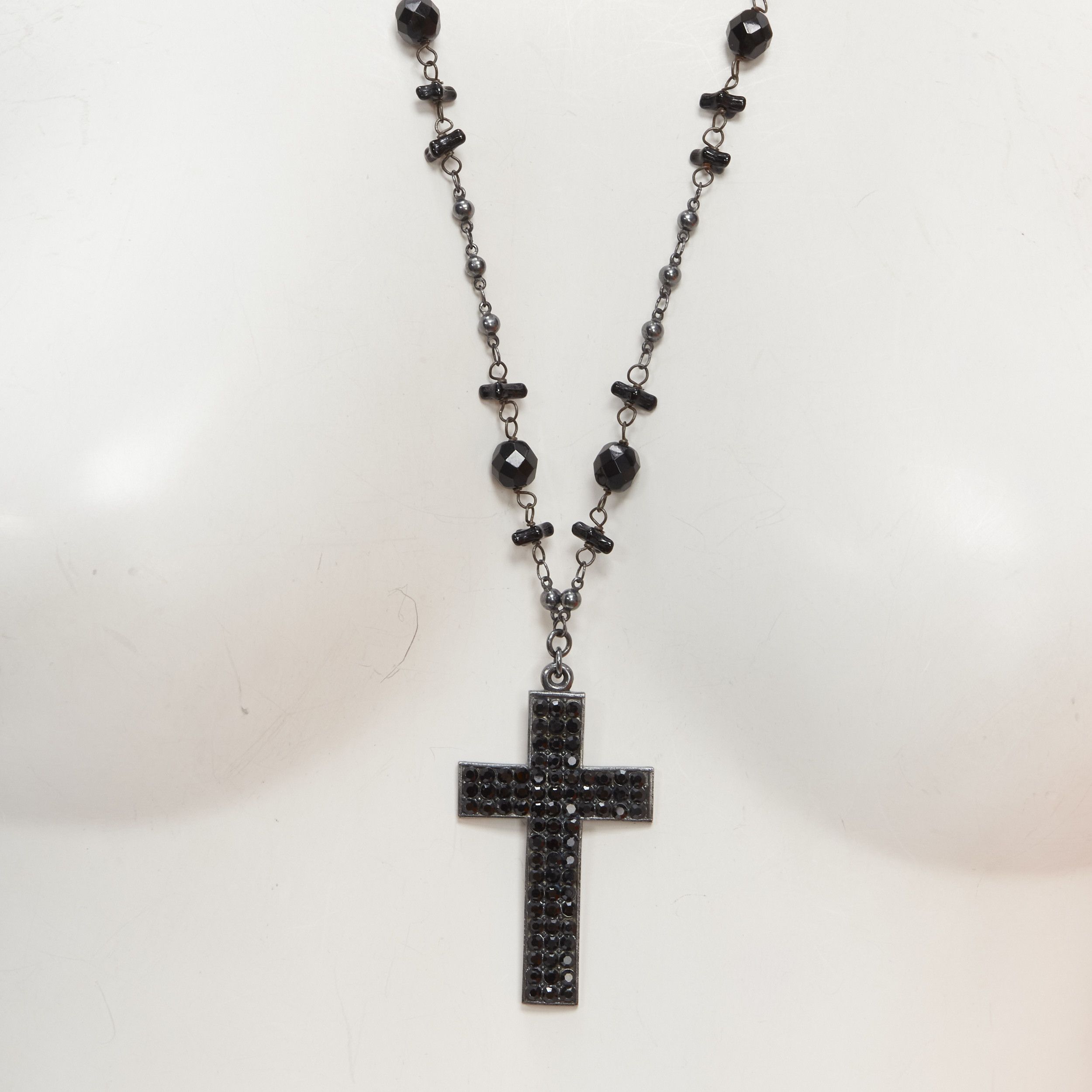 Other BABYLONE PARIS gunmetal crystal cross black beads rosary necklace Size ONE SIZE - 2 Thumbnail