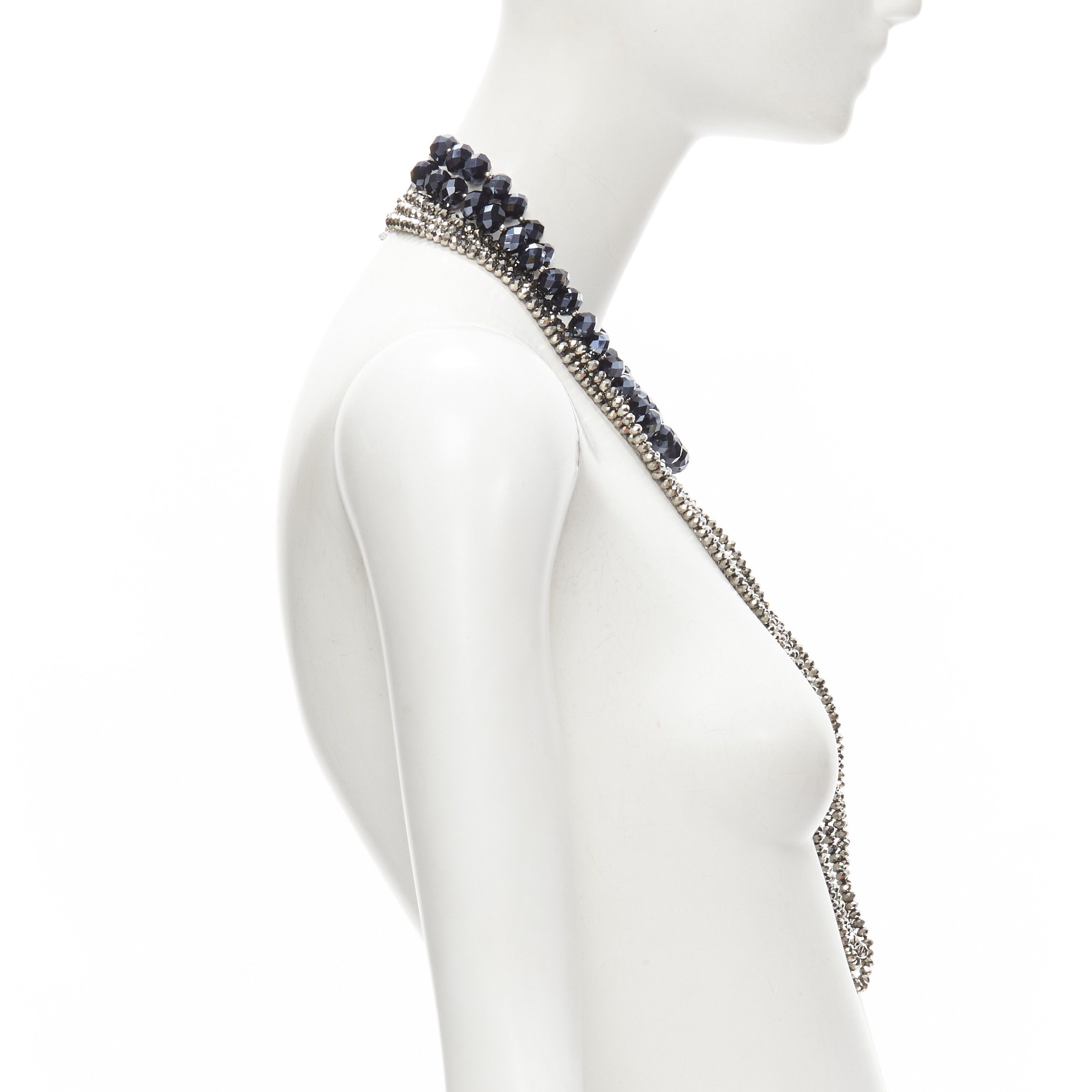 Kenneth Jay Lane KENNETH JAY LANE silver geometric beads blue big beads double necklace set Size ONE SIZE - 6 Thumbnail