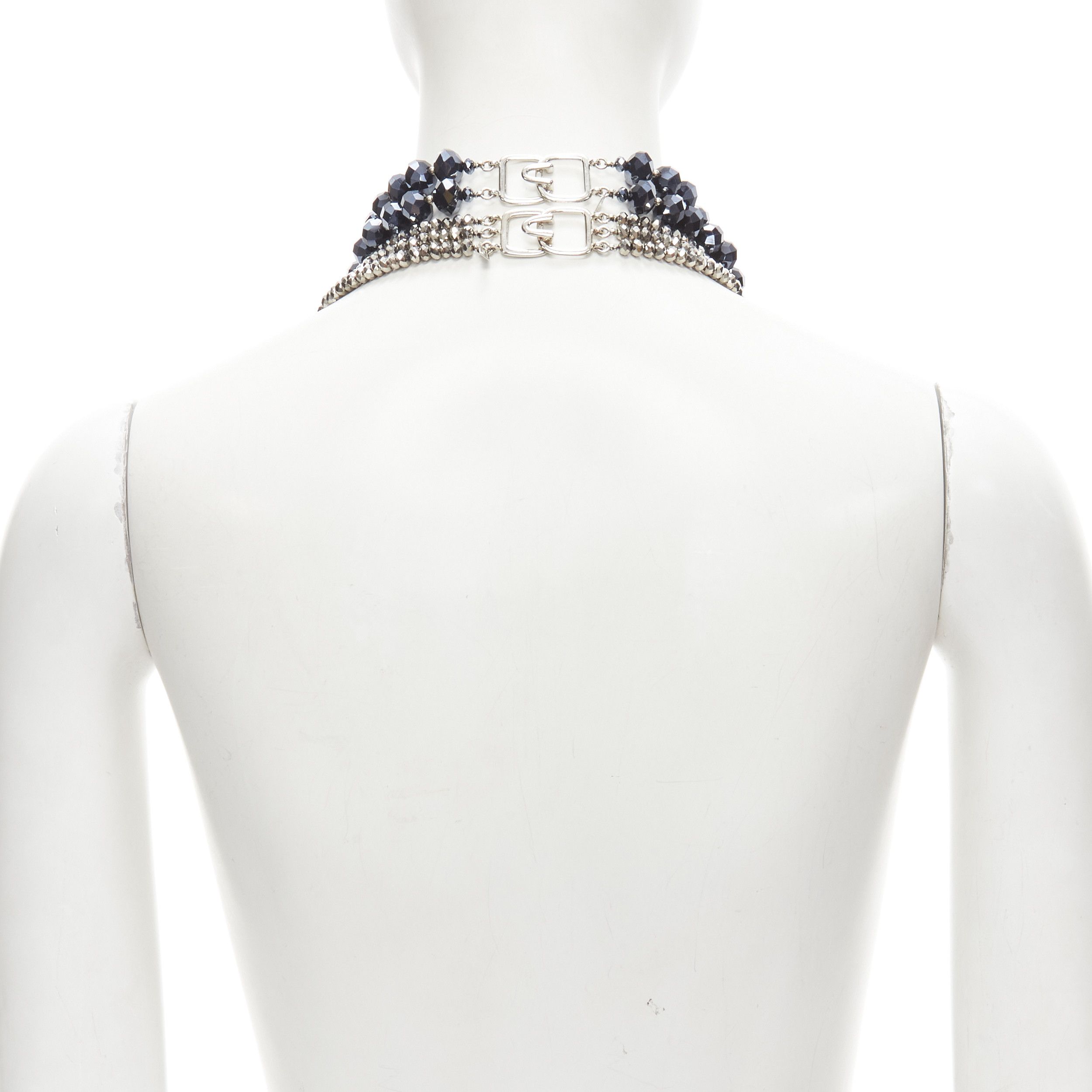 Kenneth Jay Lane KENNETH JAY LANE silver geometric beads blue big beads double necklace set Size ONE SIZE - 7 Thumbnail