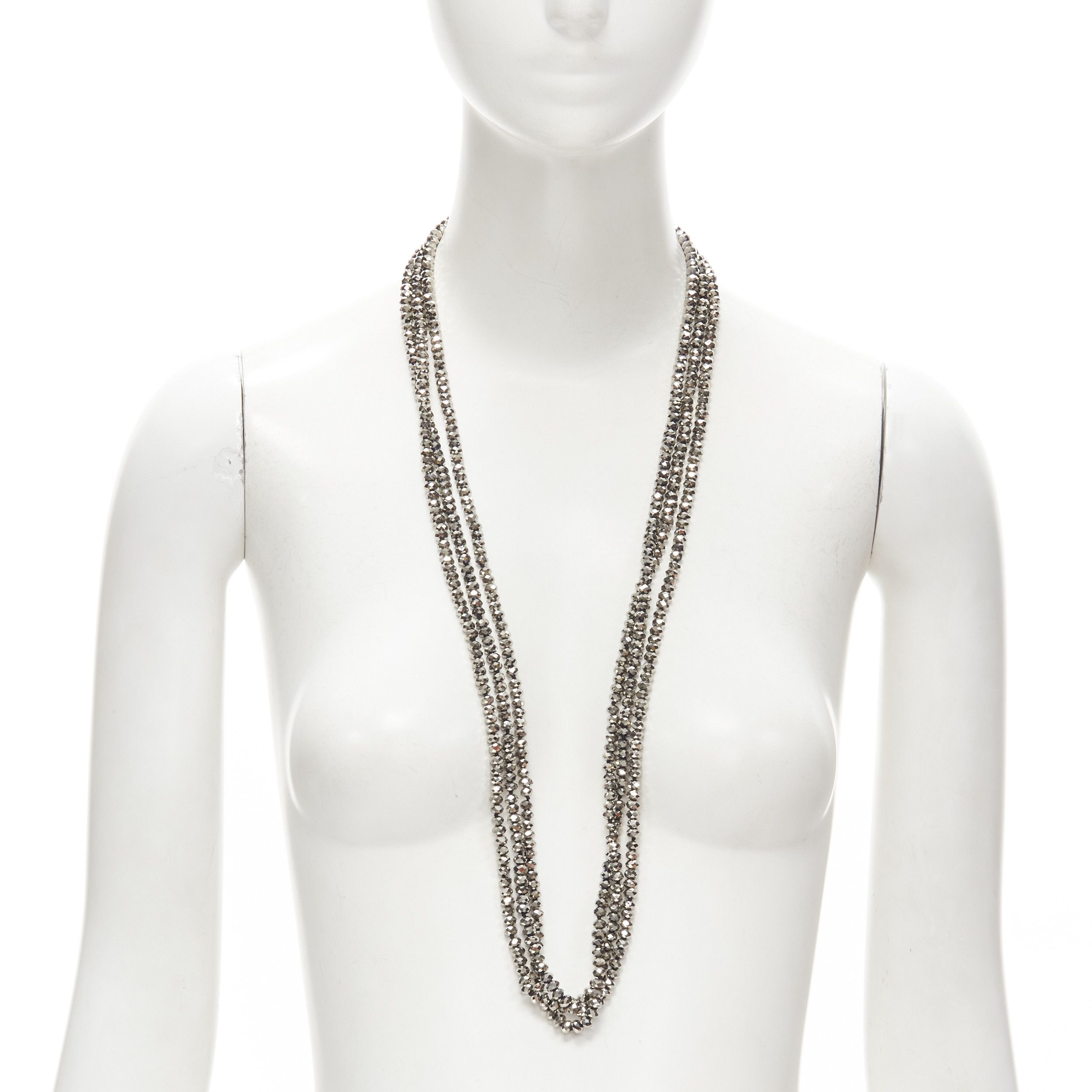 Kenneth Jay Lane KENNETH JAY LANE silver geometric beads blue big beads double necklace set Size ONE SIZE - 3 Thumbnail