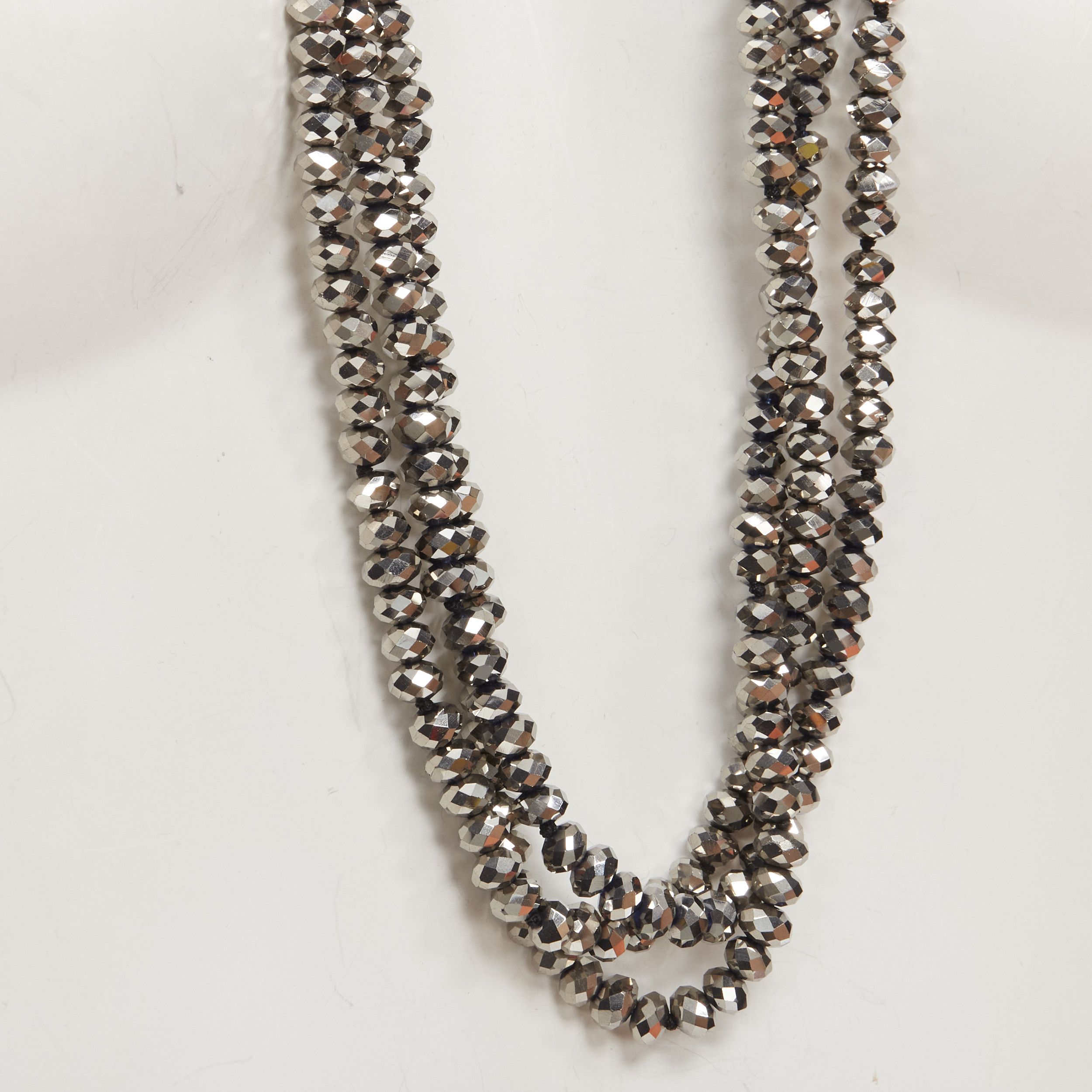 Kenneth Jay Lane KENNETH JAY LANE silver geometric beads blue big beads double necklace set Size ONE SIZE - 8 Thumbnail