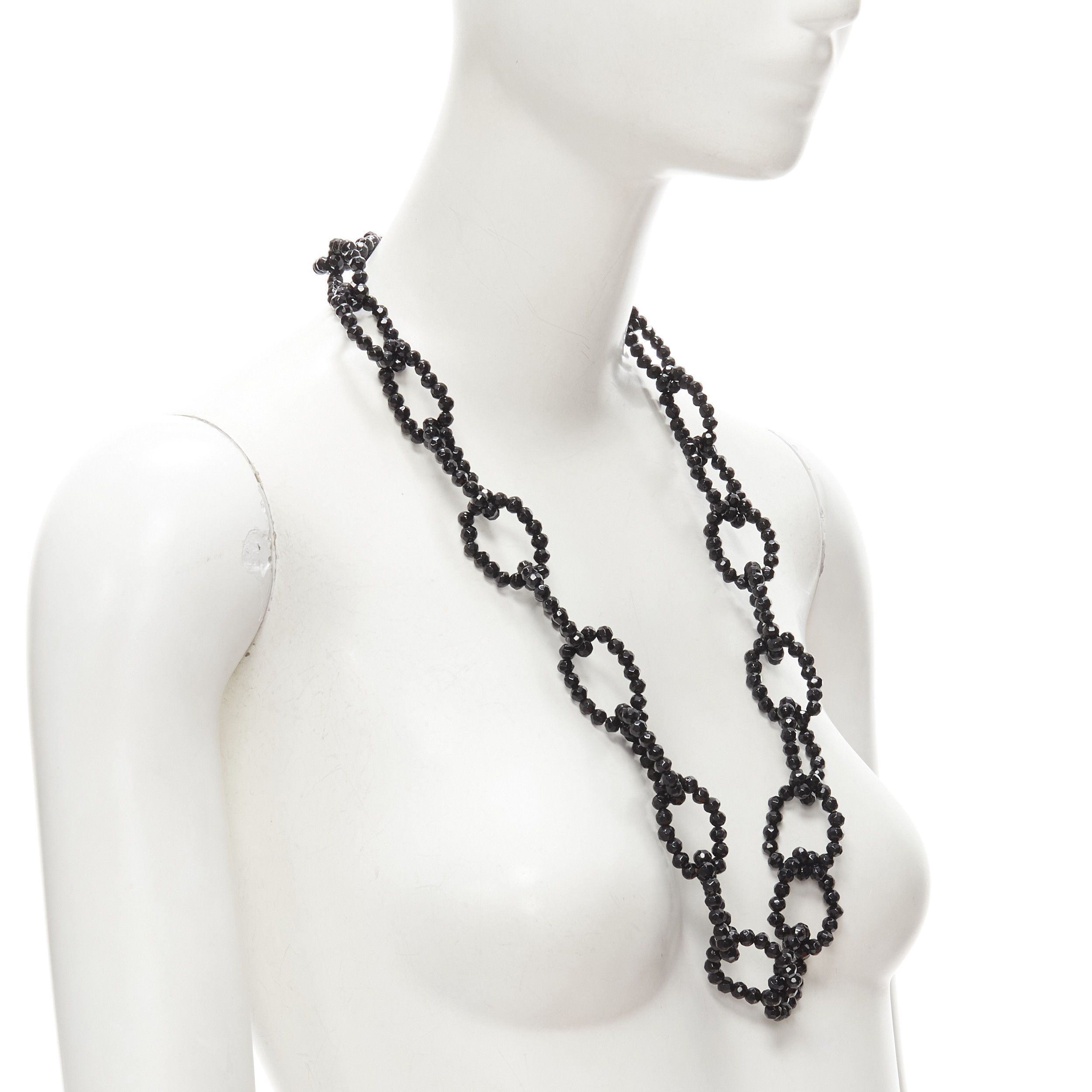 Other LEE ANGEL black beads loop chain long oversized statement necklace Size ONE SIZE - 2 Thumbnail