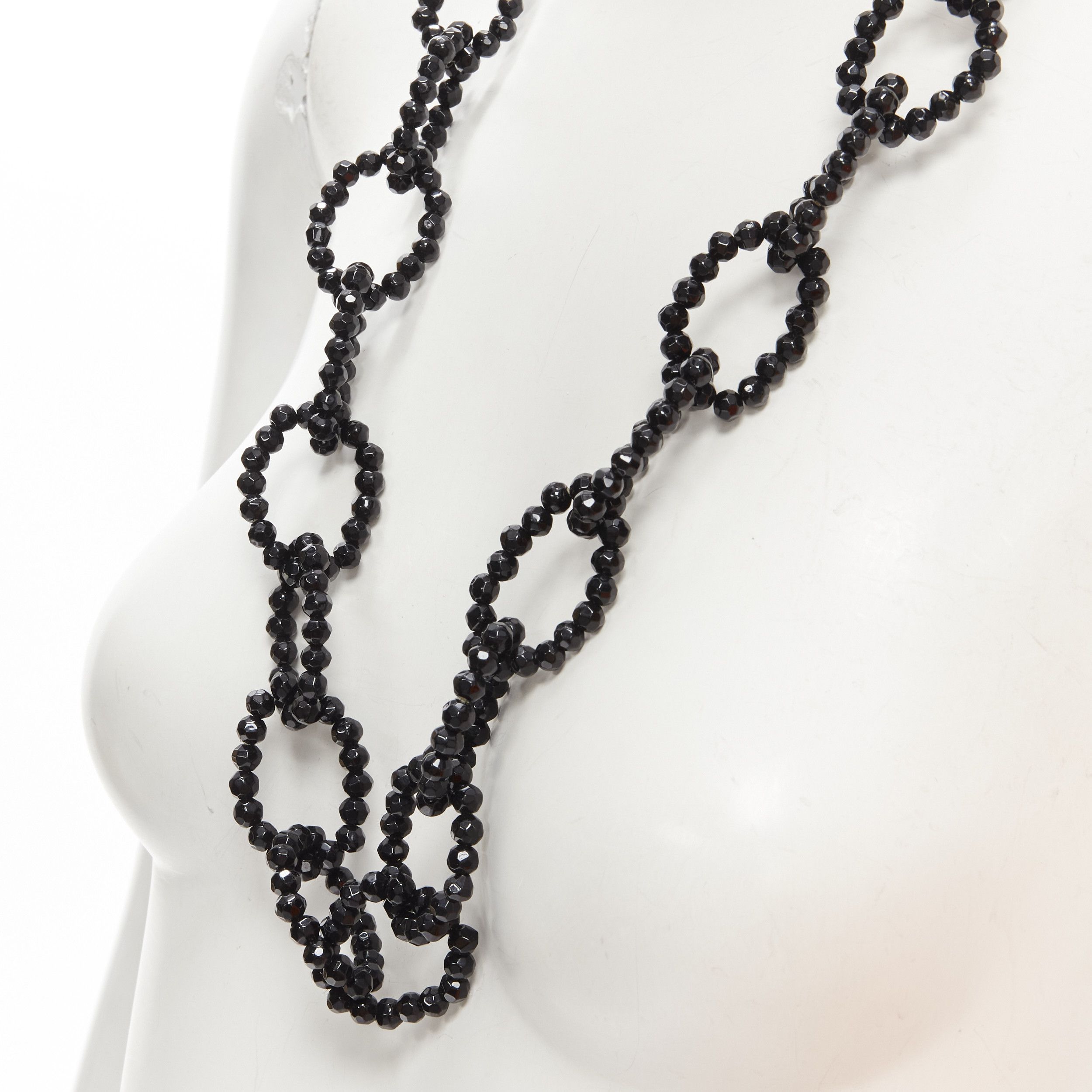 Other LEE ANGEL black beads loop chain long oversized statement necklace Size ONE SIZE - 7 Thumbnail