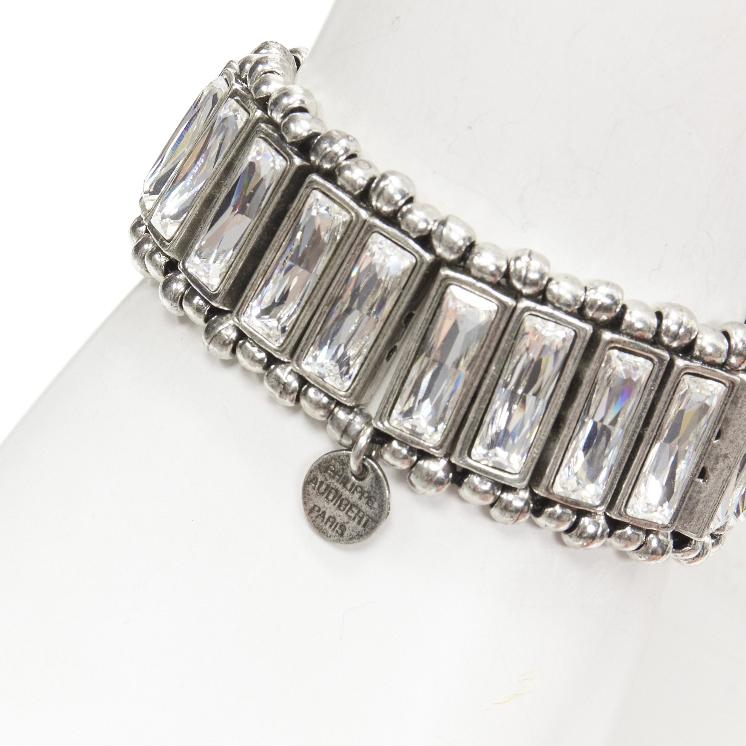 Other PHILLIPE AUDIBERT antique silver bead baguette crystal elastic bracelet Size ONE SIZE - 2 Thumbnail
