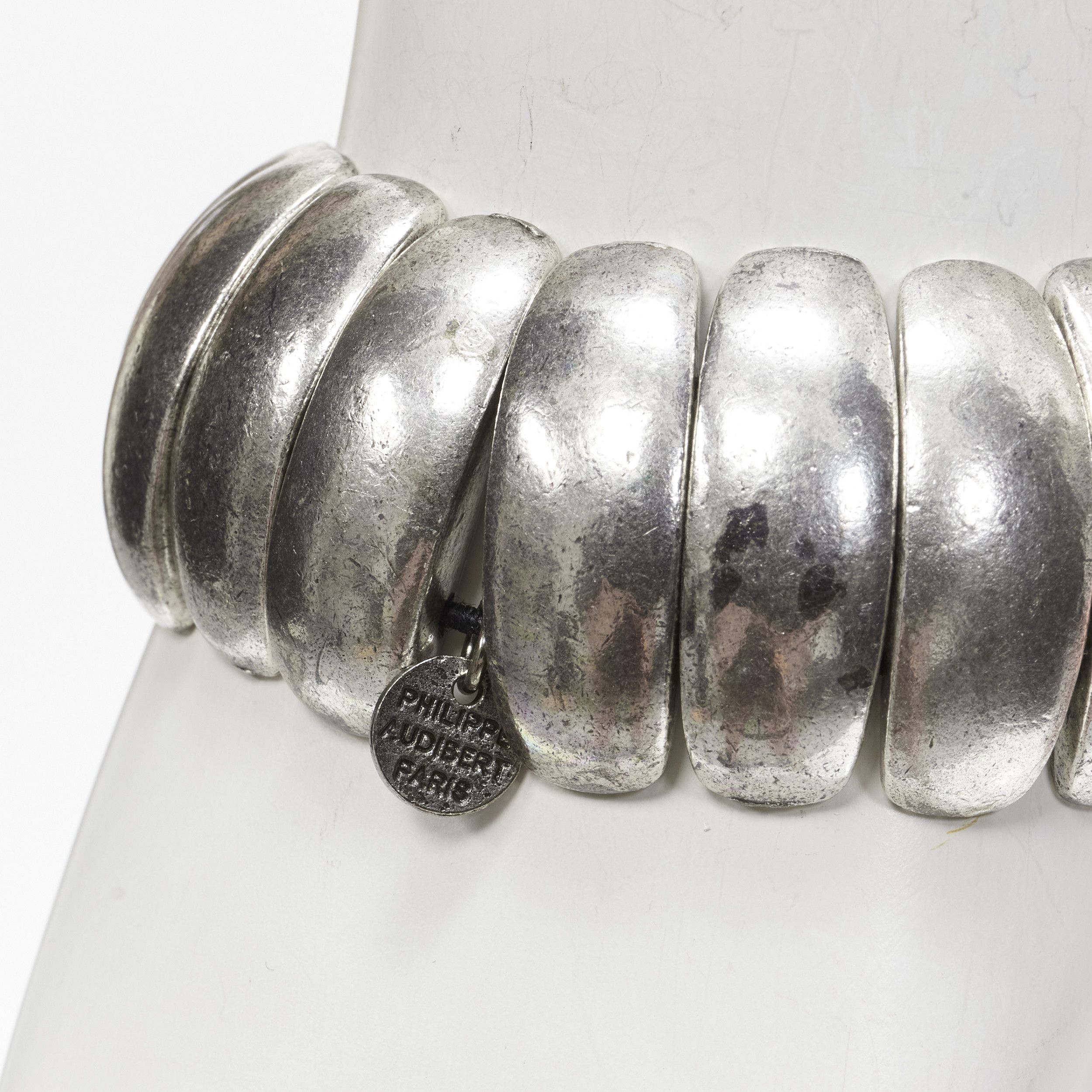 Other PHILLIPE AUDIBERT antique silver logo plate cuff elastic bracelet Size ONE SIZE - 2 Thumbnail