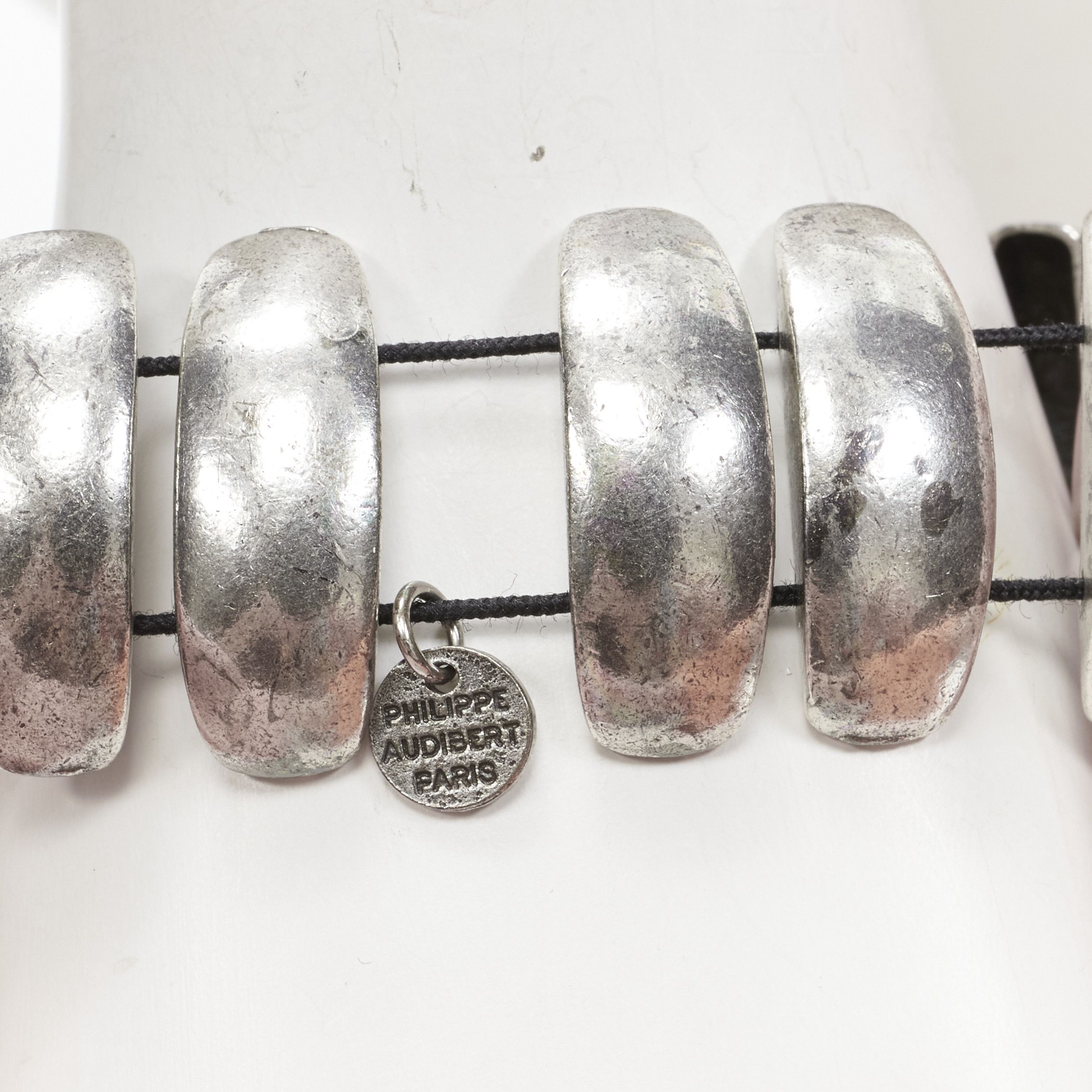 Other PHILLIPE AUDIBERT antique silver logo plate cuff elastic bracelet Size ONE SIZE - 3 Thumbnail
