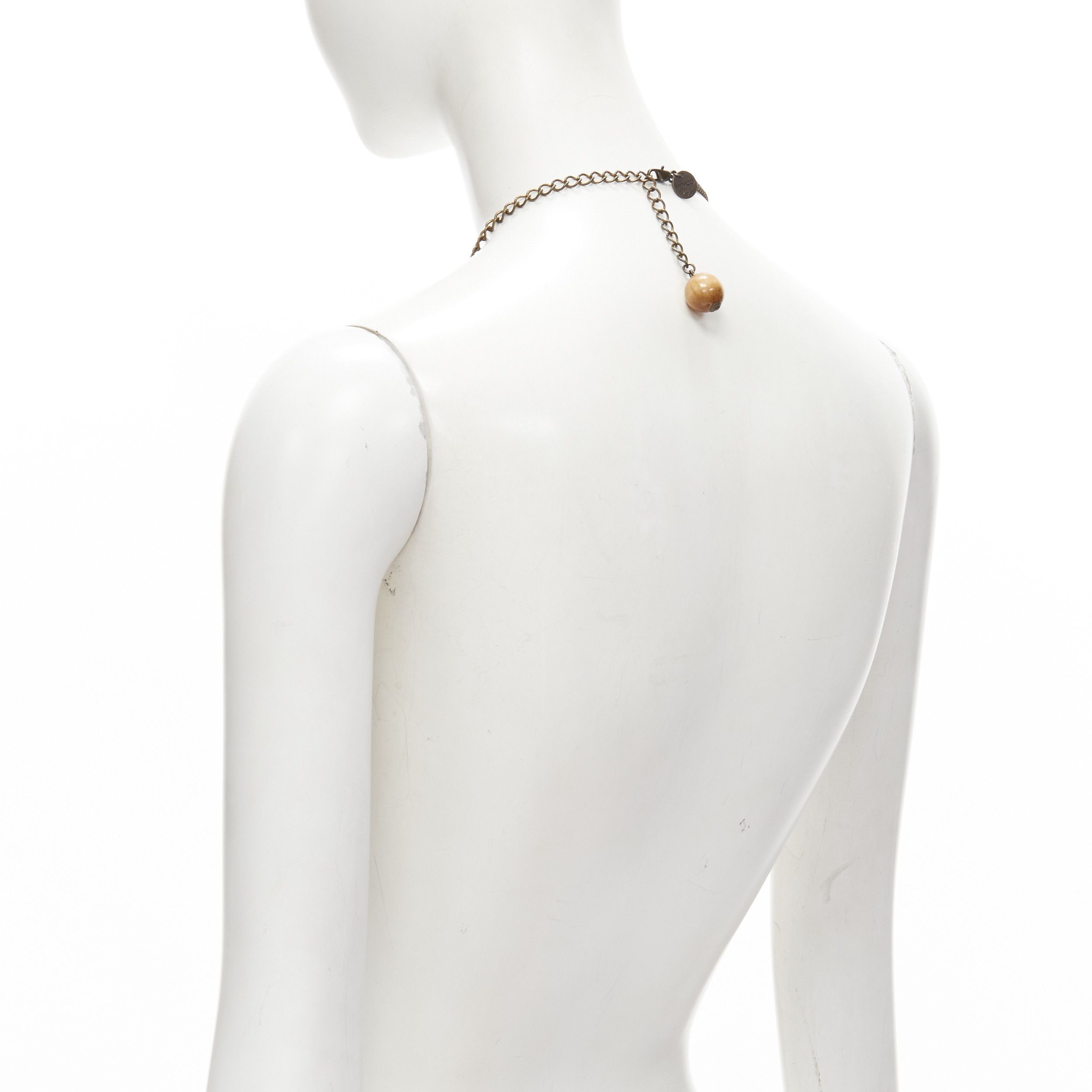 Other MIMCO brown acrylic wood giant crystal charm copper chain necklace Size ONE SIZE - 6 Thumbnail