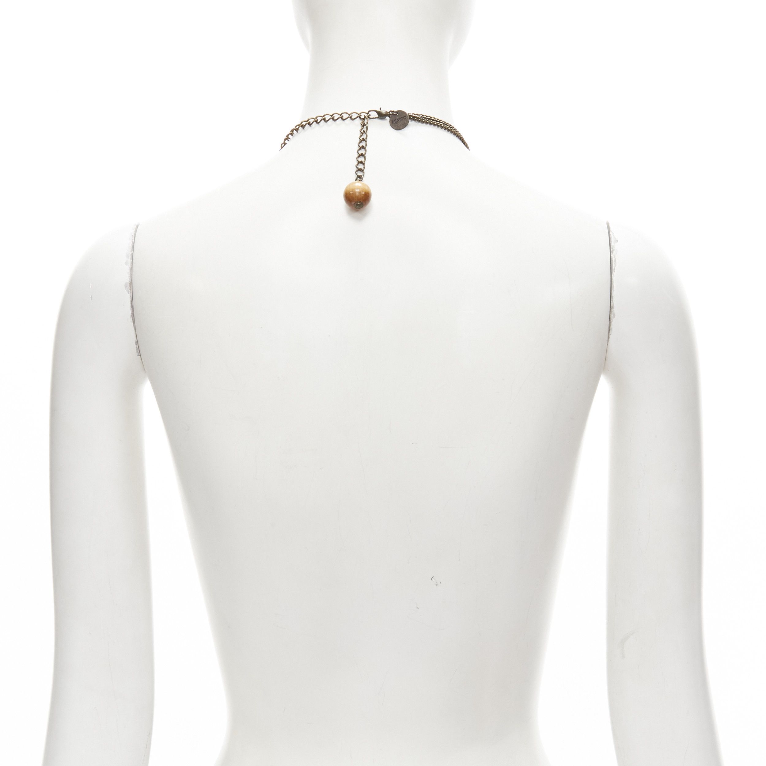 Other MIMCO brown acrylic wood giant crystal charm copper chain necklace Size ONE SIZE - 5 Thumbnail