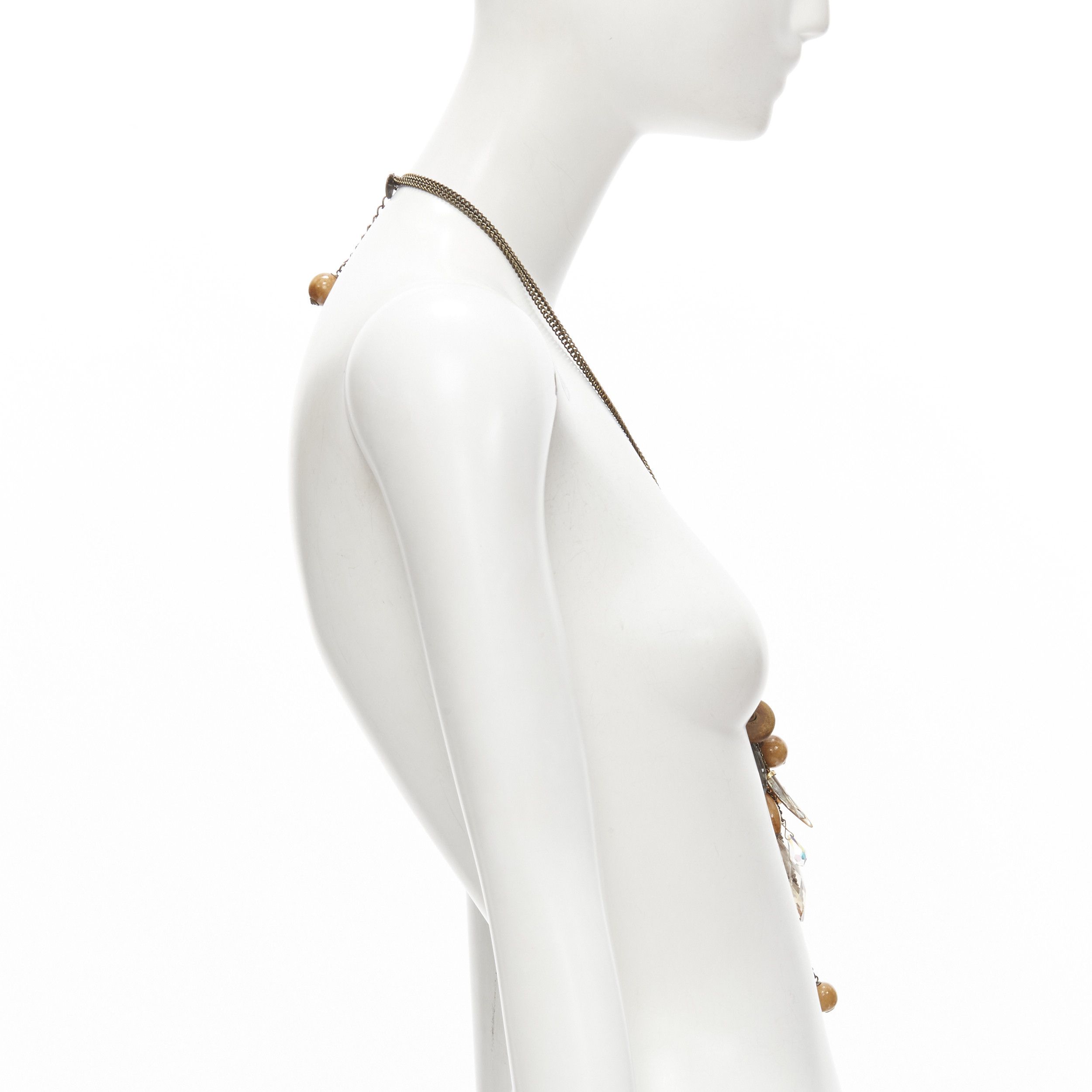 Other MIMCO brown acrylic wood giant crystal charm copper chain necklace Size ONE SIZE - 4 Thumbnail