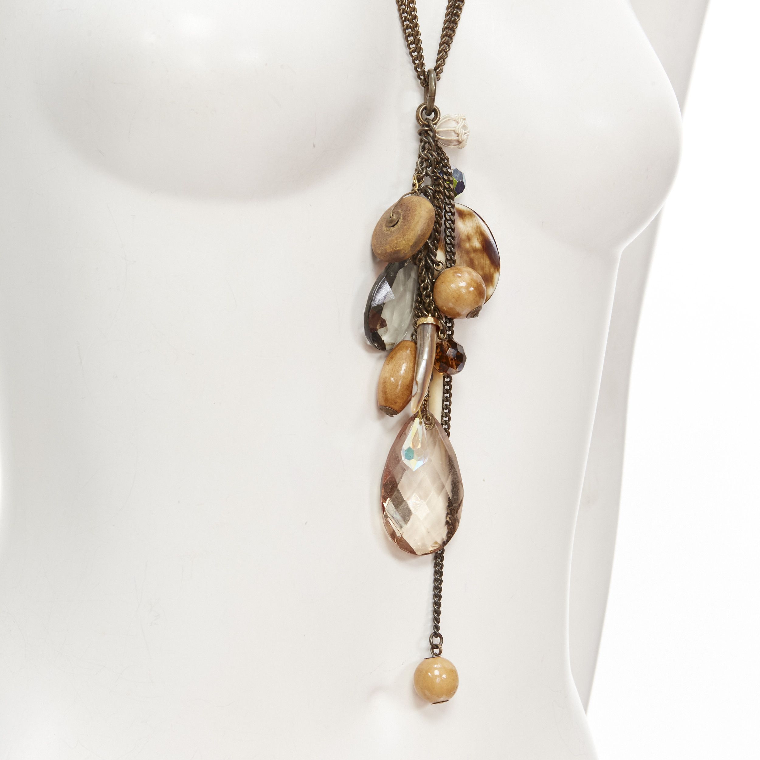 Other MIMCO brown acrylic wood giant crystal charm copper chain necklace Size ONE SIZE - 2 Thumbnail