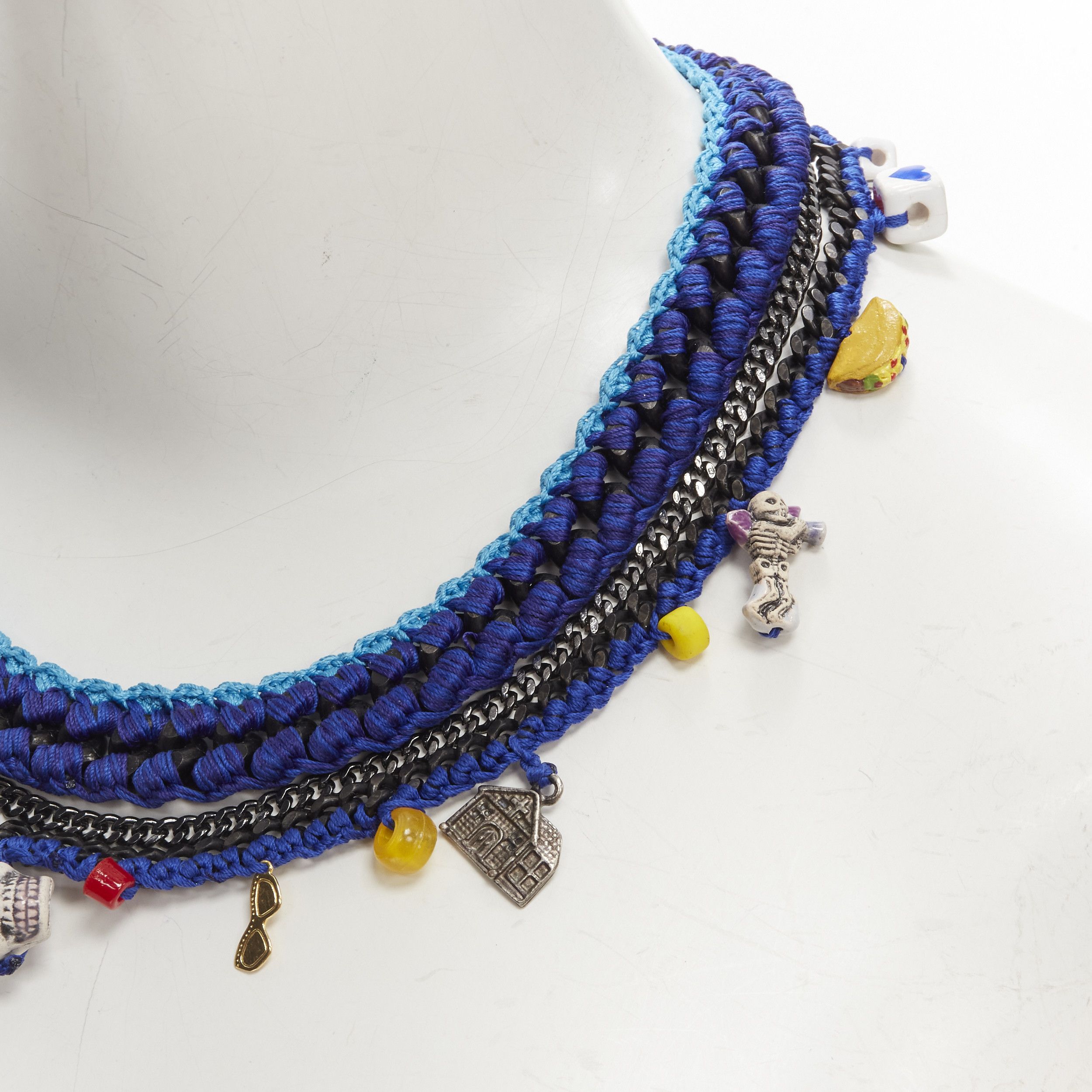 Other VANESSA ARIZAGA blue rope chain colorful charm skull dice necklace Size ONE SIZE - 7 Thumbnail