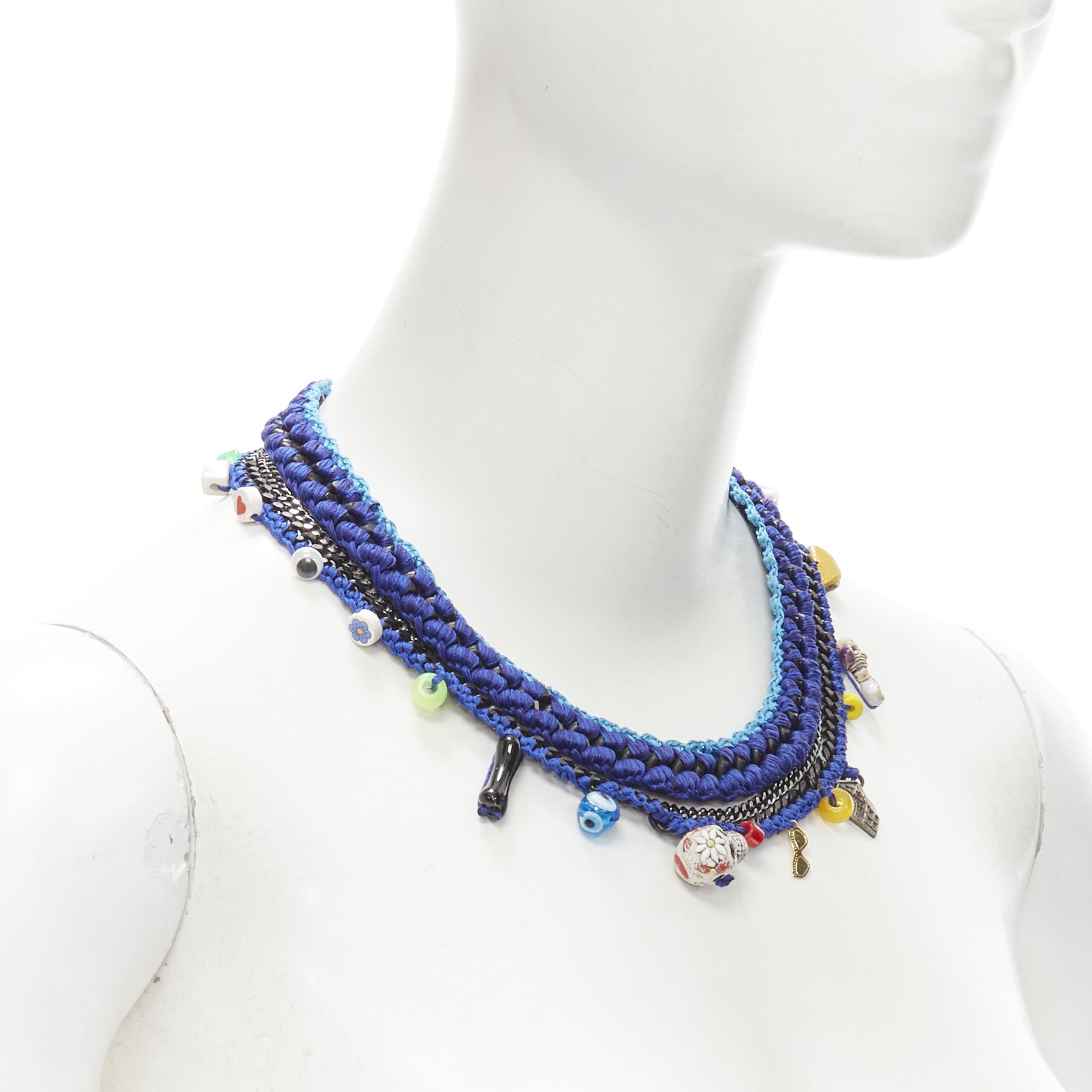 Other VANESSA ARIZAGA blue rope chain colorful charm skull dice necklace Size ONE SIZE - 3 Thumbnail