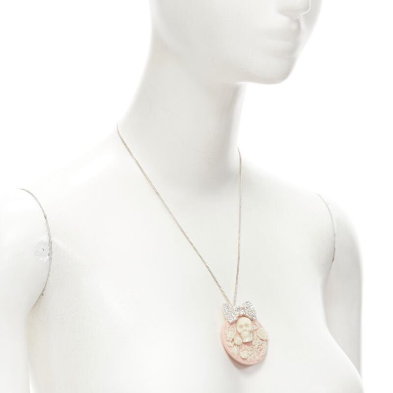 Other LE BIJOUX DE SOPHIE pink Barocco skull crystal bow pendant silver necklace Size ONE SIZE - 3 Thumbnail