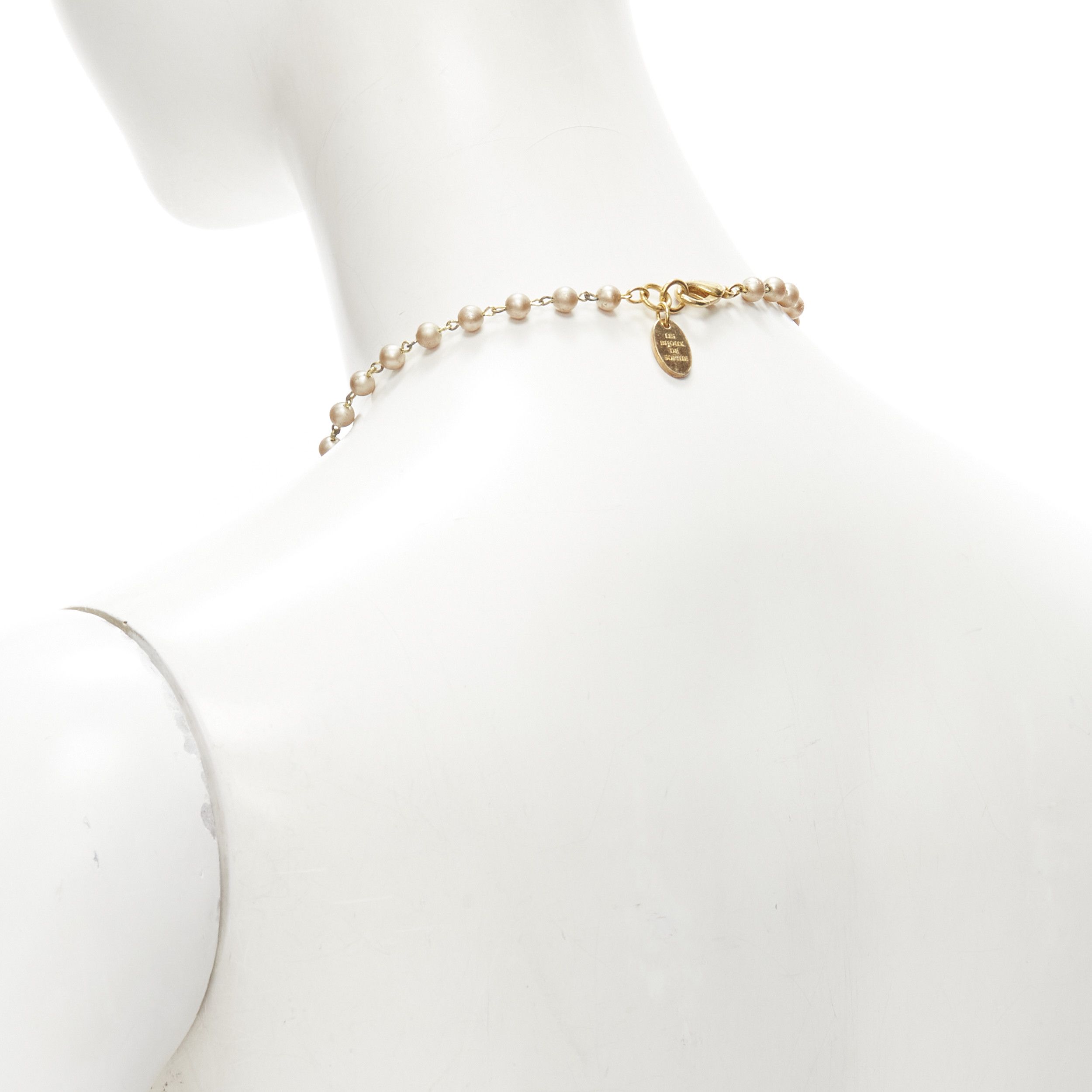 Other LE BIJOUX DE SOPHIE black crystal aboriginal statue pearl chain necklace Size ONE SIZE - 5 Thumbnail