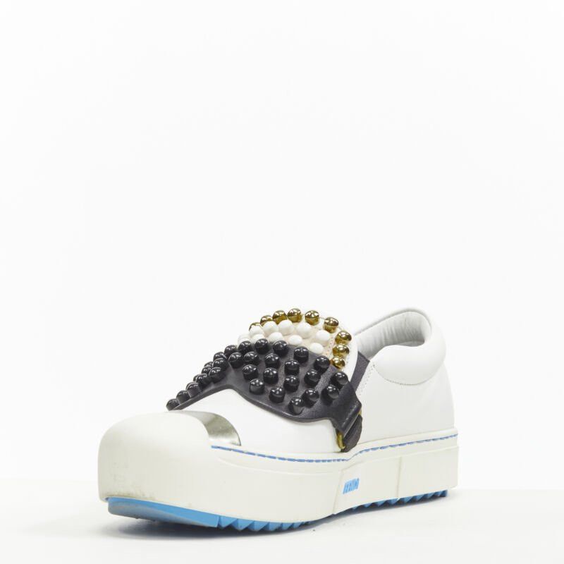 Fendi FENDI Karl Loves studded Karlito white leather skate sneakers EU36.5 Size US 6.5 / IT 36.5 - 4 Thumbnail