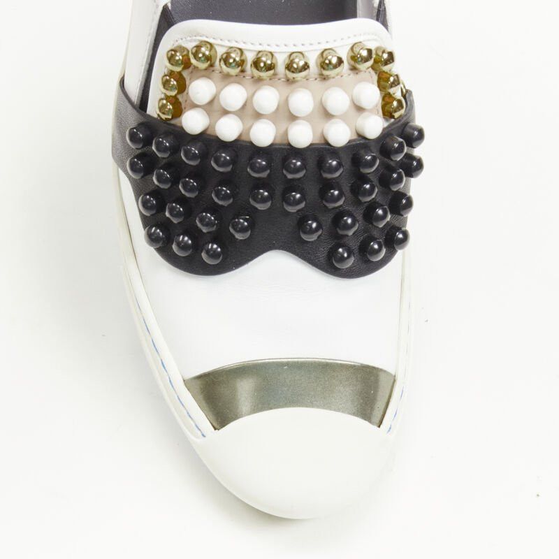 Fendi FENDI Karl Loves studded Karlito white leather skate sneakers EU36.5 Size US 6.5 / IT 36.5 - 6 Thumbnail