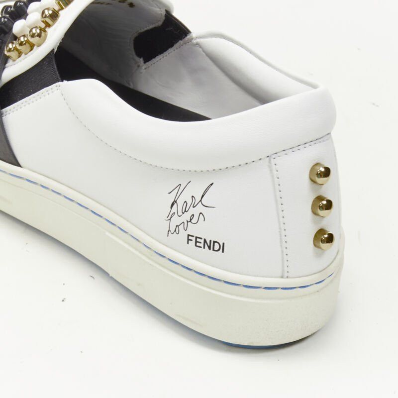 Fendi FENDI Karl Loves studded Karlito white leather skate sneakers EU36.5 Size US 6.5 / IT 36.5 - 8 Thumbnail